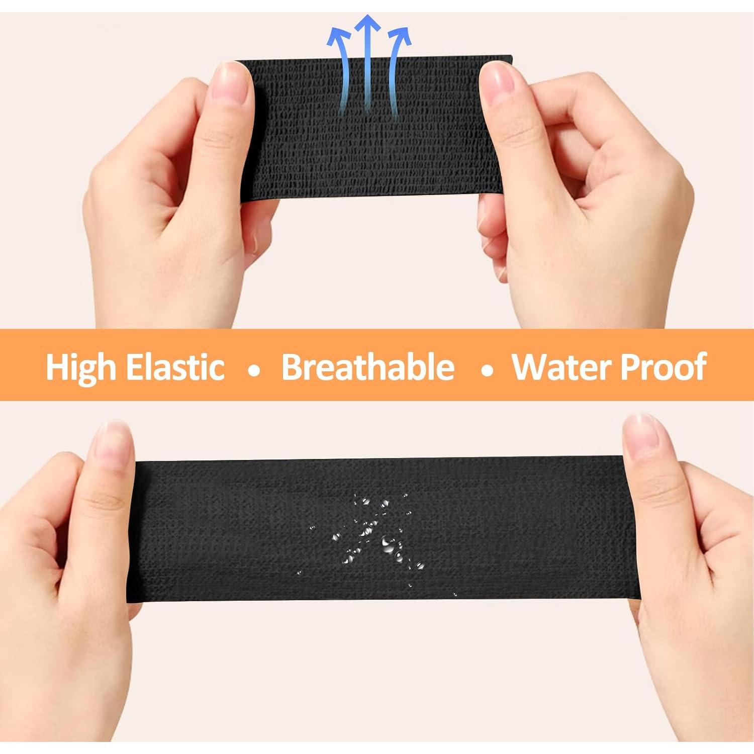 Venda Autoadhesiva Cohesiva BIRDDIE 18 Piezas 2.54/5.08/7.62 cm Negra