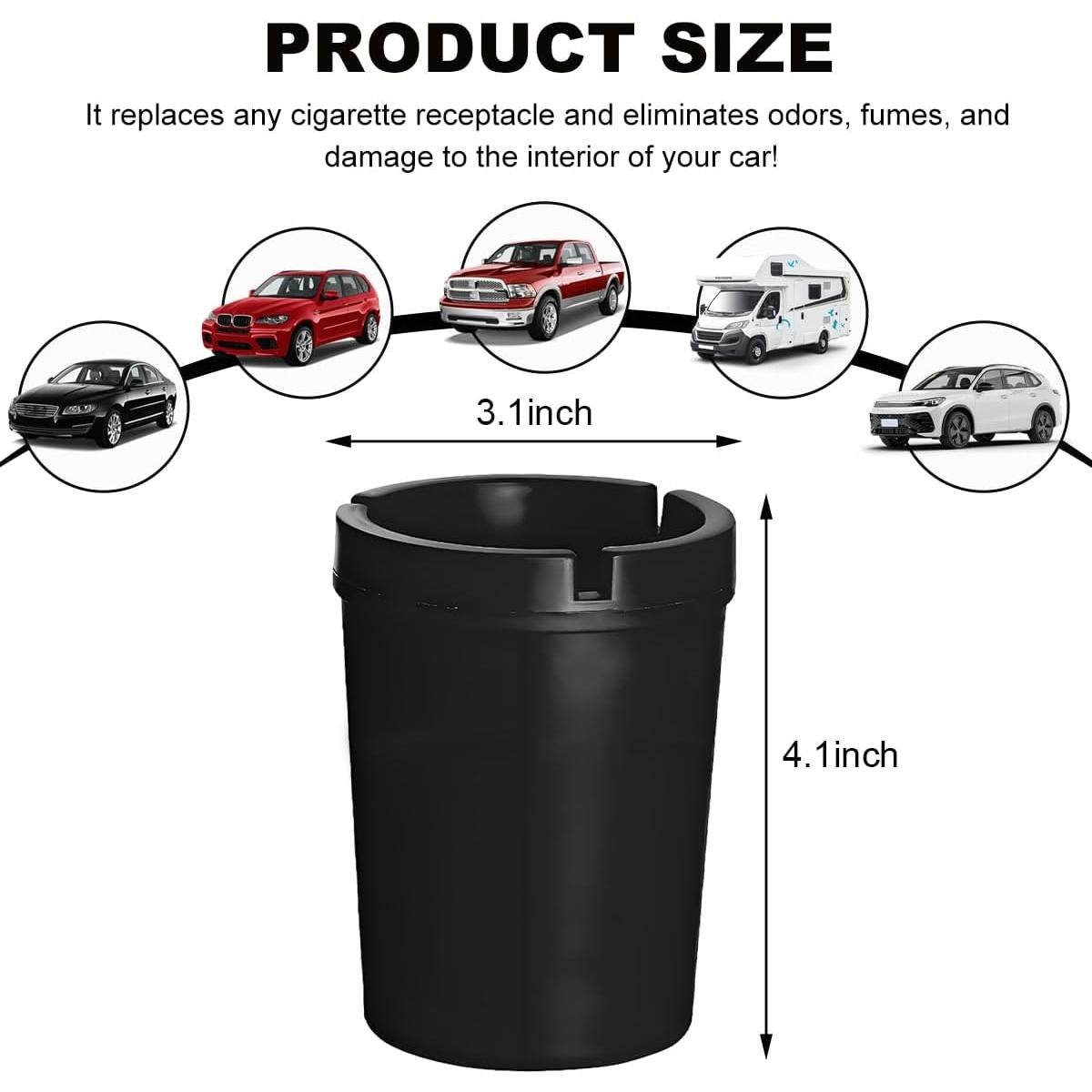 Cenicero para coche DXNQ, plástico, antiolores, 10.4x7.9cm