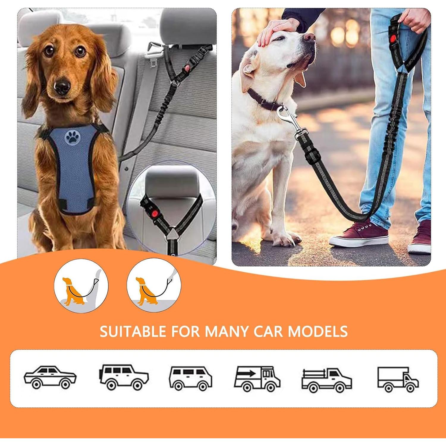 Cinturón de Seguridad Ajustable para Mascotas Taokechel Negro