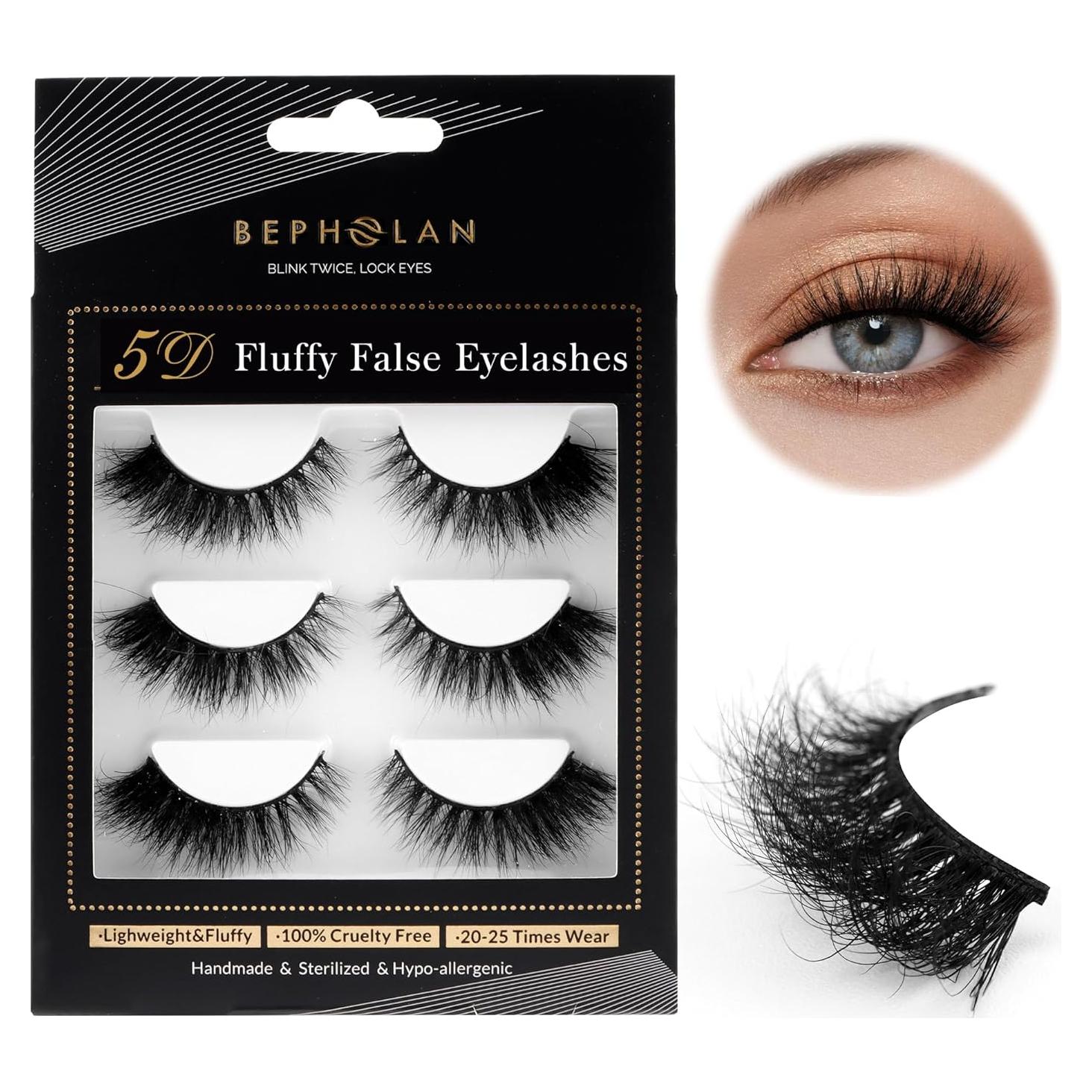 Pestañas Falsas Bepholan 5D Ojos de Gato Paquete de 3