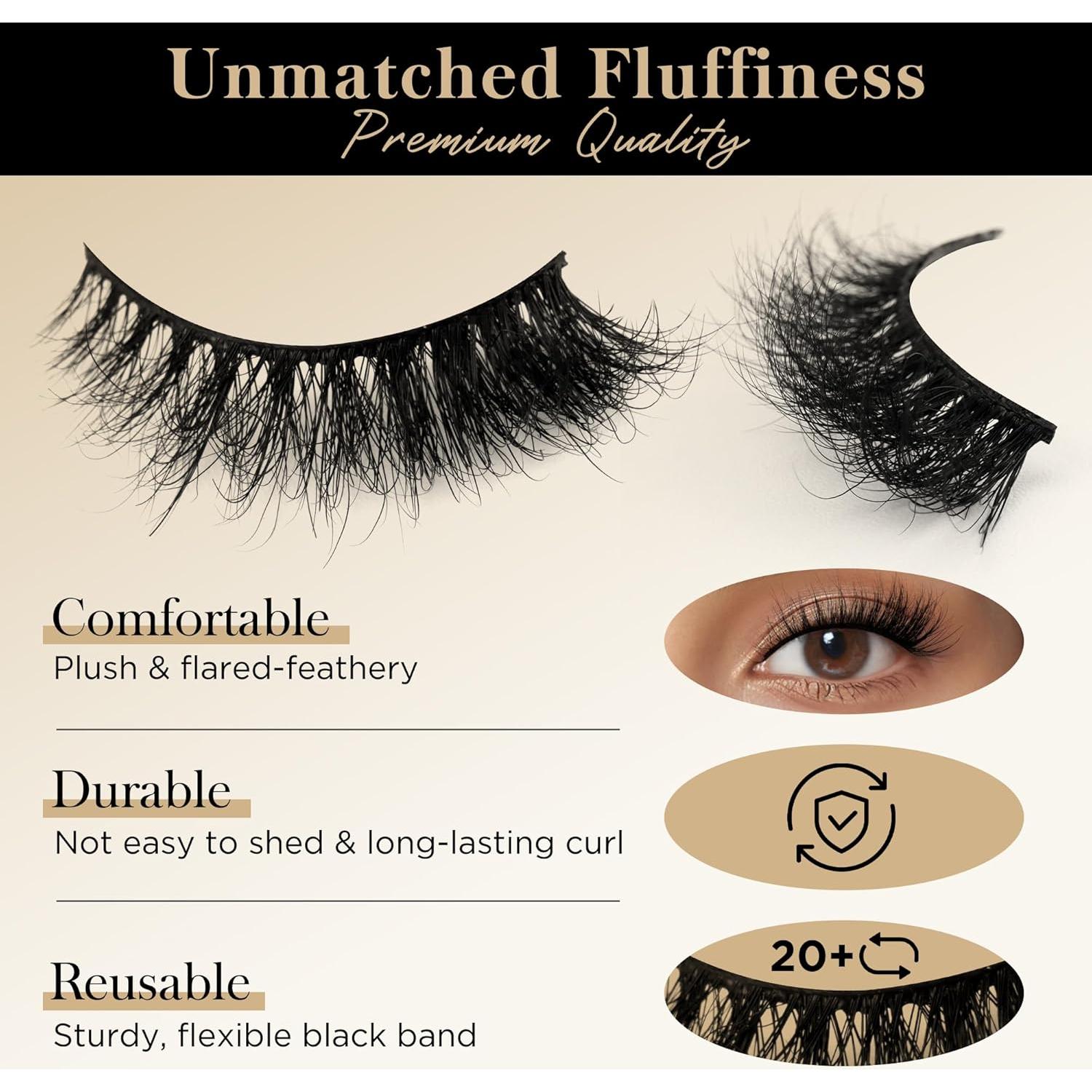 Pestañas Falsas Bepholan 5D Ojos de Gato Paquete de 3