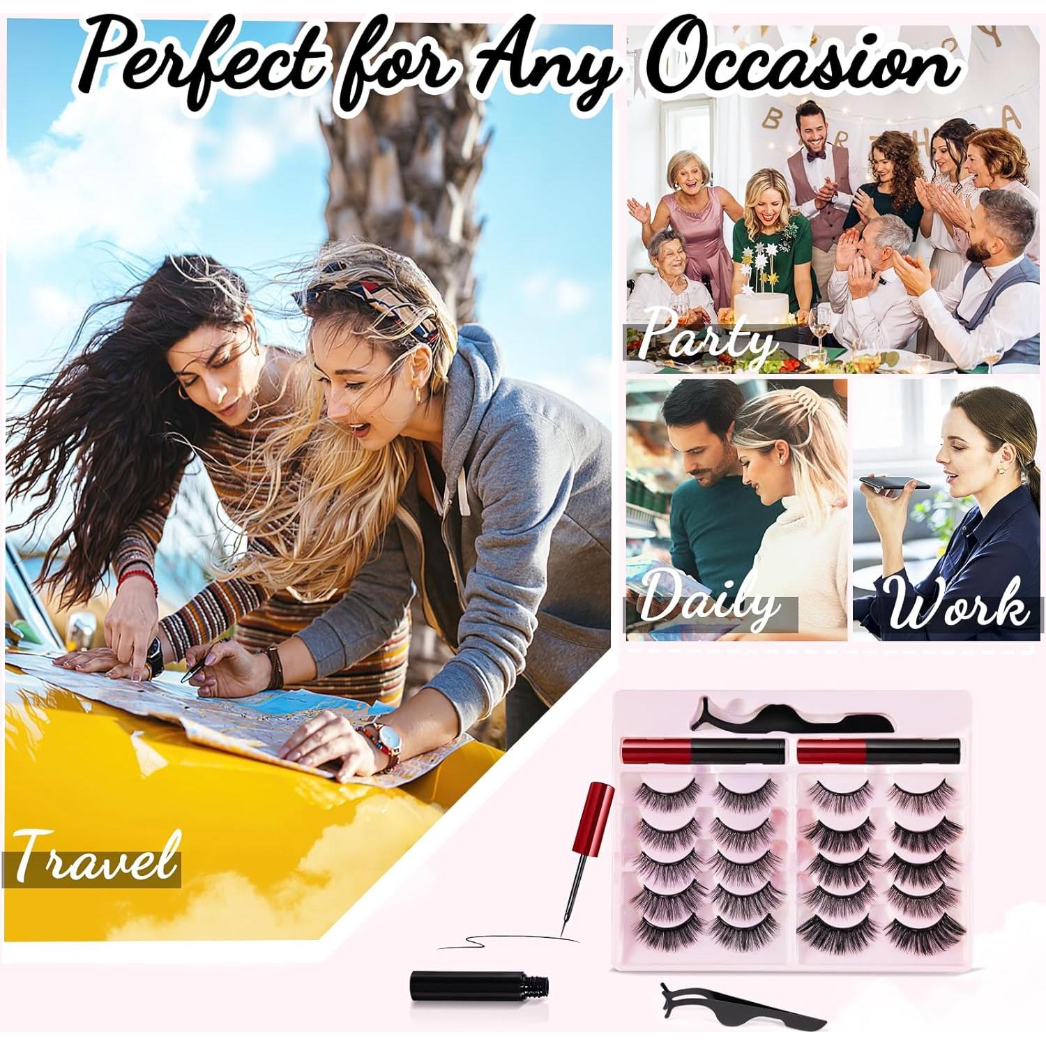 Kit de Pestañas Magnéticas YUNINFANG 10 Pares Reutilizables