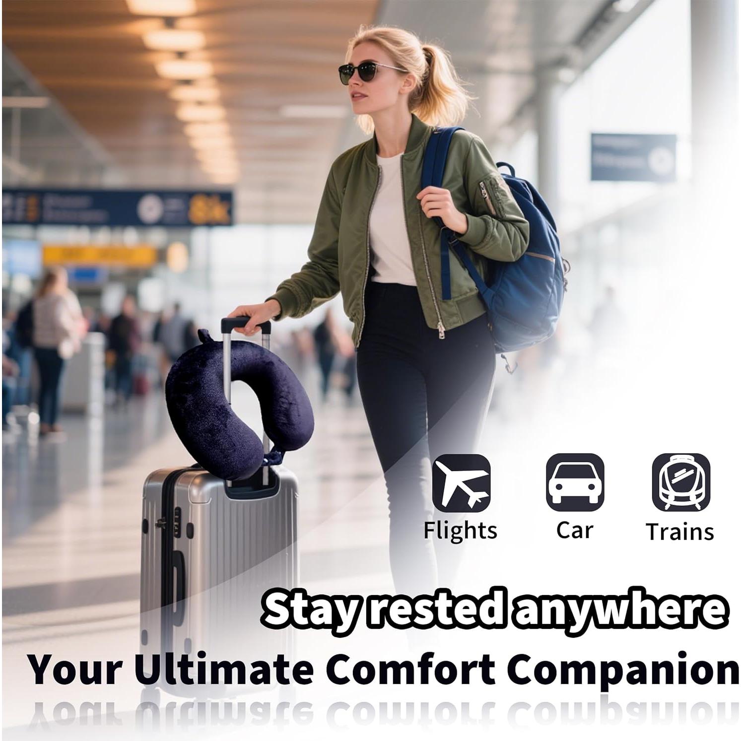 Funda de Almohada de Cuello de Viaje Foiesfiuh Negra - Lavable