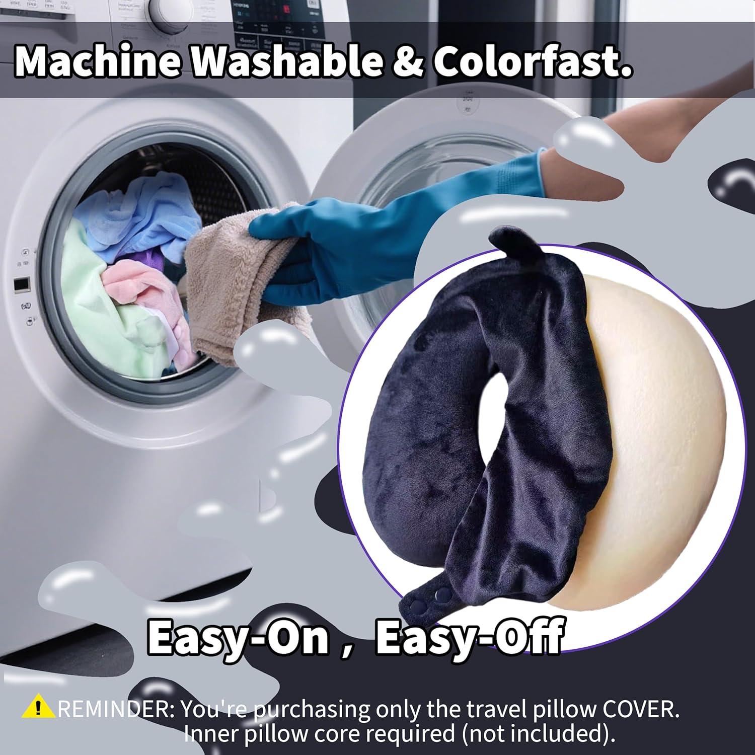 Funda de Almohada de Cuello de Viaje Foiesfiuh Negra - Lavable