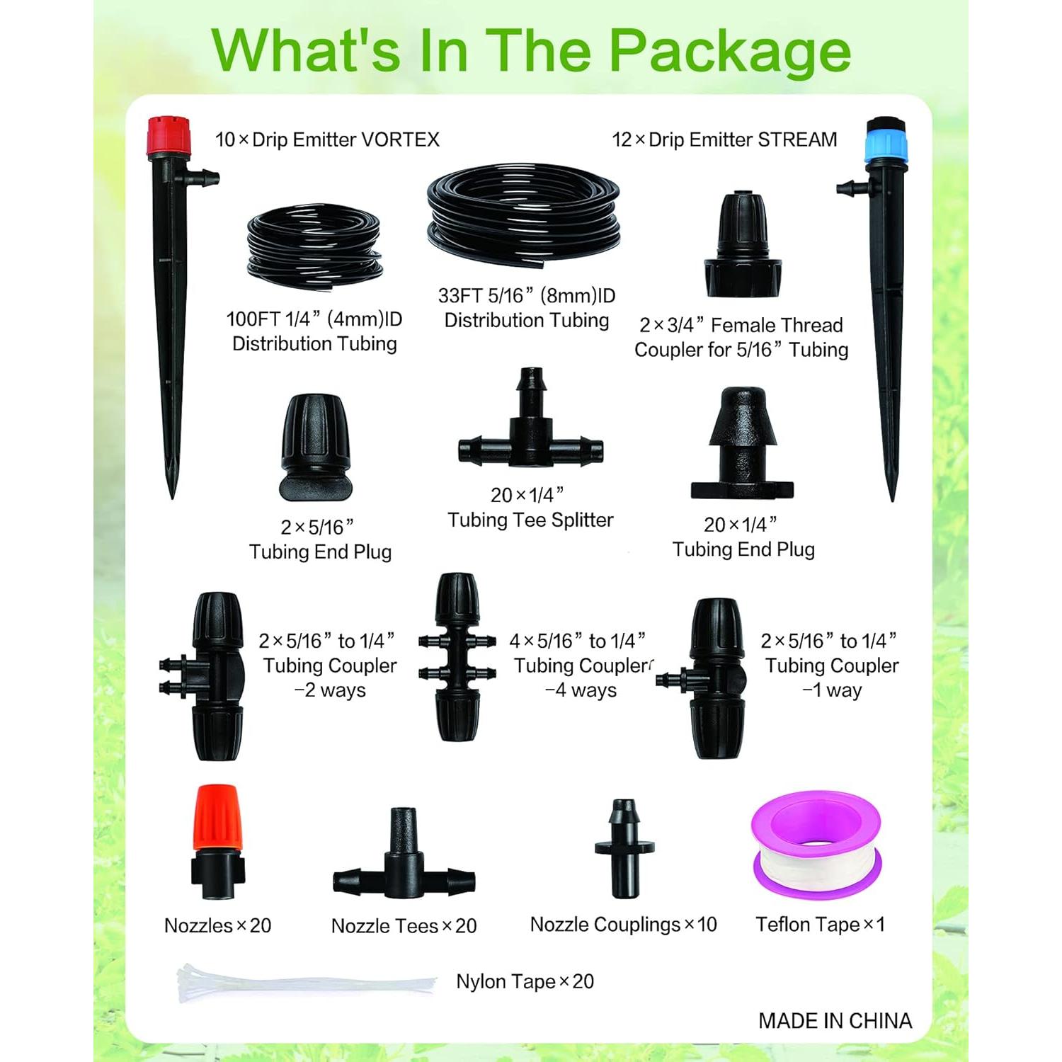 Kit de Riego por Goteo JAYEE 40m Ajustable para Jardín