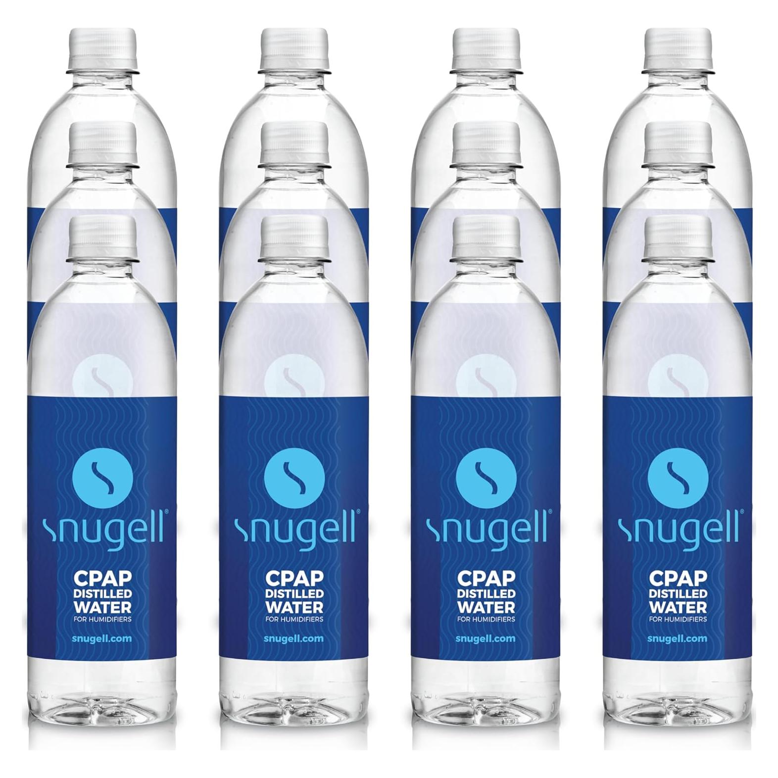 Agua Destilada Snugell para Máquinas CPAP - 12 Botellas de 591 ml