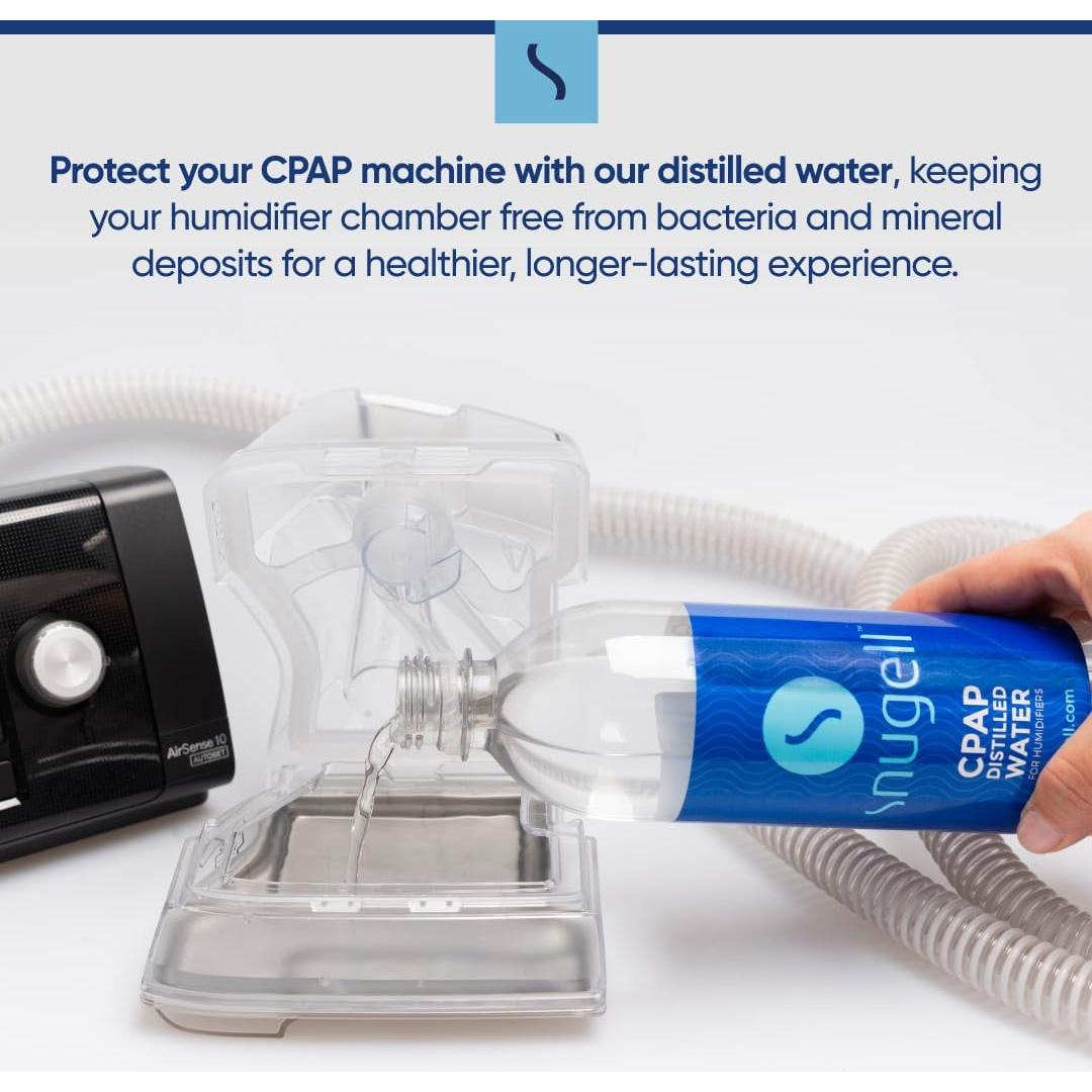 Agua Destilada Snugell para Máquinas CPAP - 12 Botellas de 591 ml