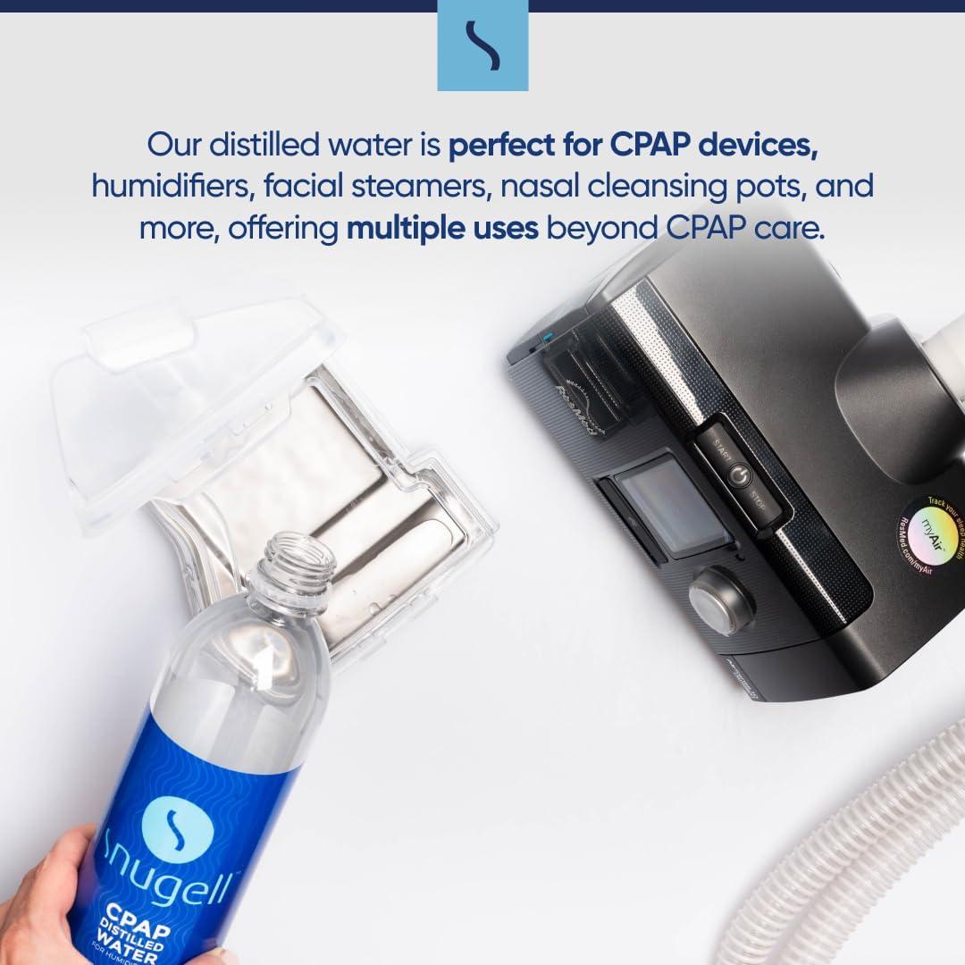 Agua Destilada Snugell para Máquinas CPAP - 12 Botellas de 591 ml