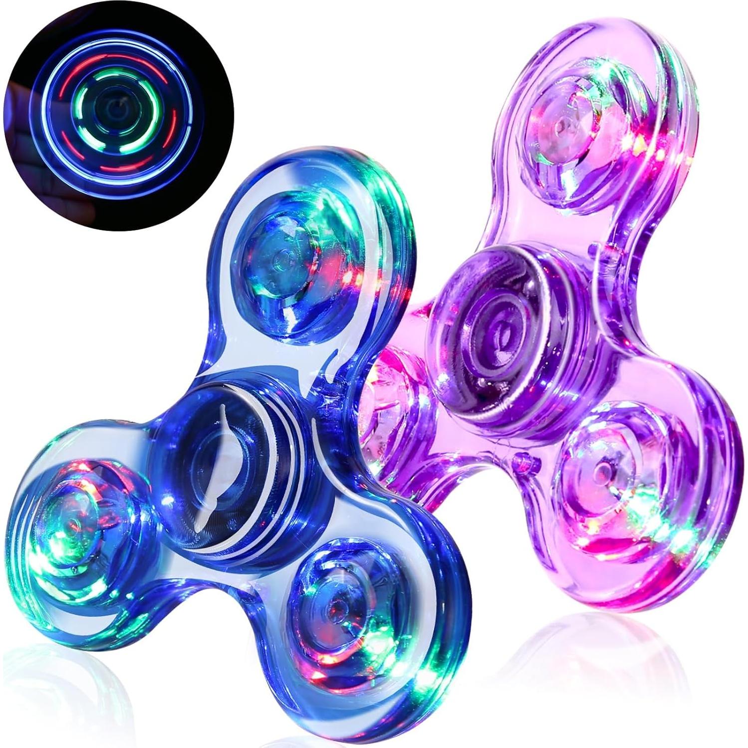 Spinner Fidget LED SCIONE 2Pack Azul y Púrpura - Juguetes Sensoriales
