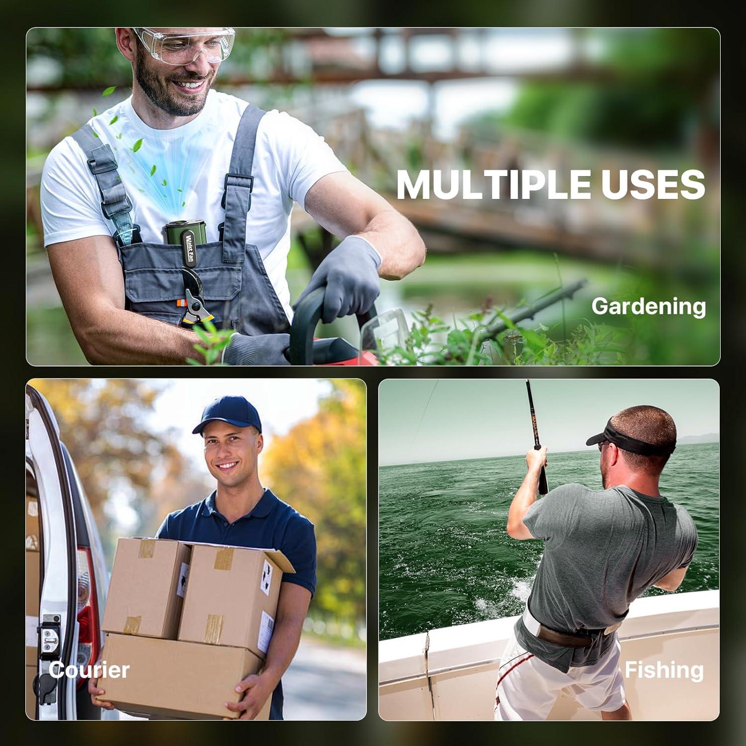 Ventilador Personal de Cintura F10 Verde 20000RPM 4 Velocidades