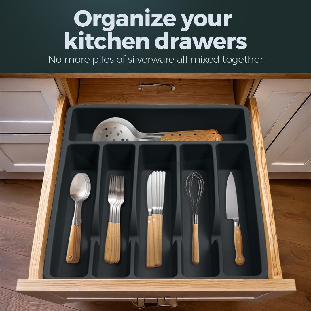 Organizador de Cajones de Utensilios Pantrymade - Silicona Negra