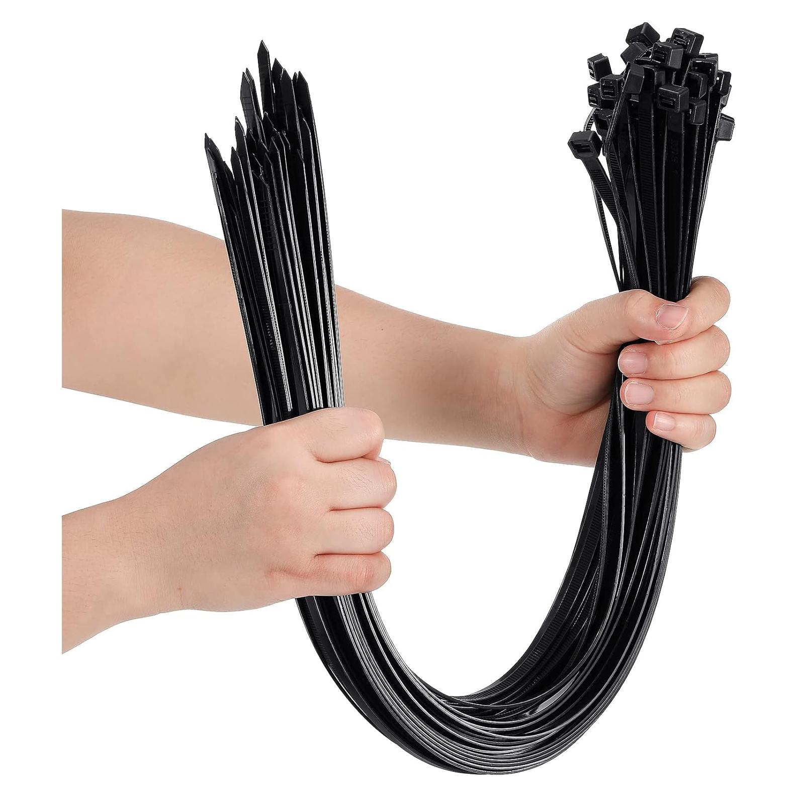 Lazos de Cremallera Negras Nuanchu 100 Pcs 61 cm Nylon