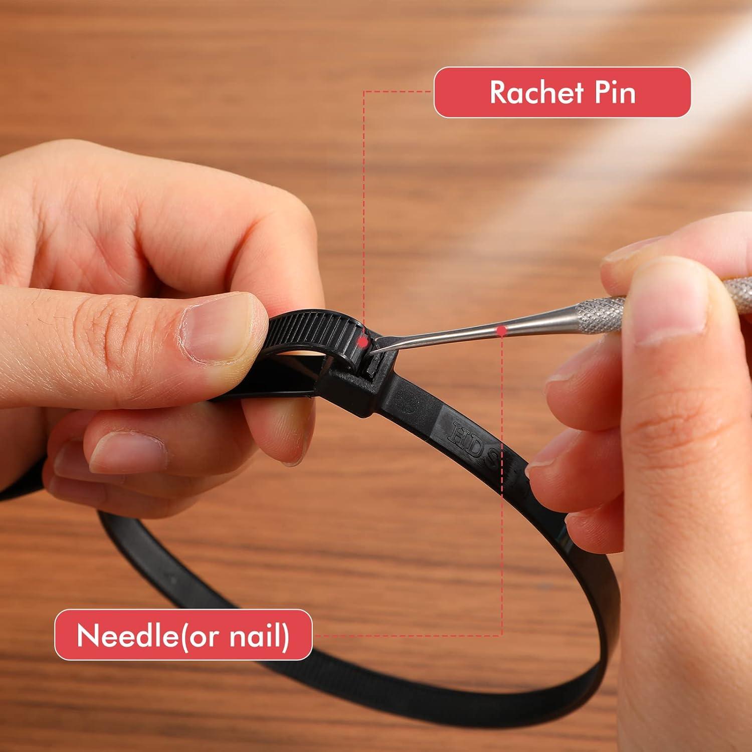 Lazos de Cremallera Negras Nuanchu 100 Pcs 61 cm Nylon