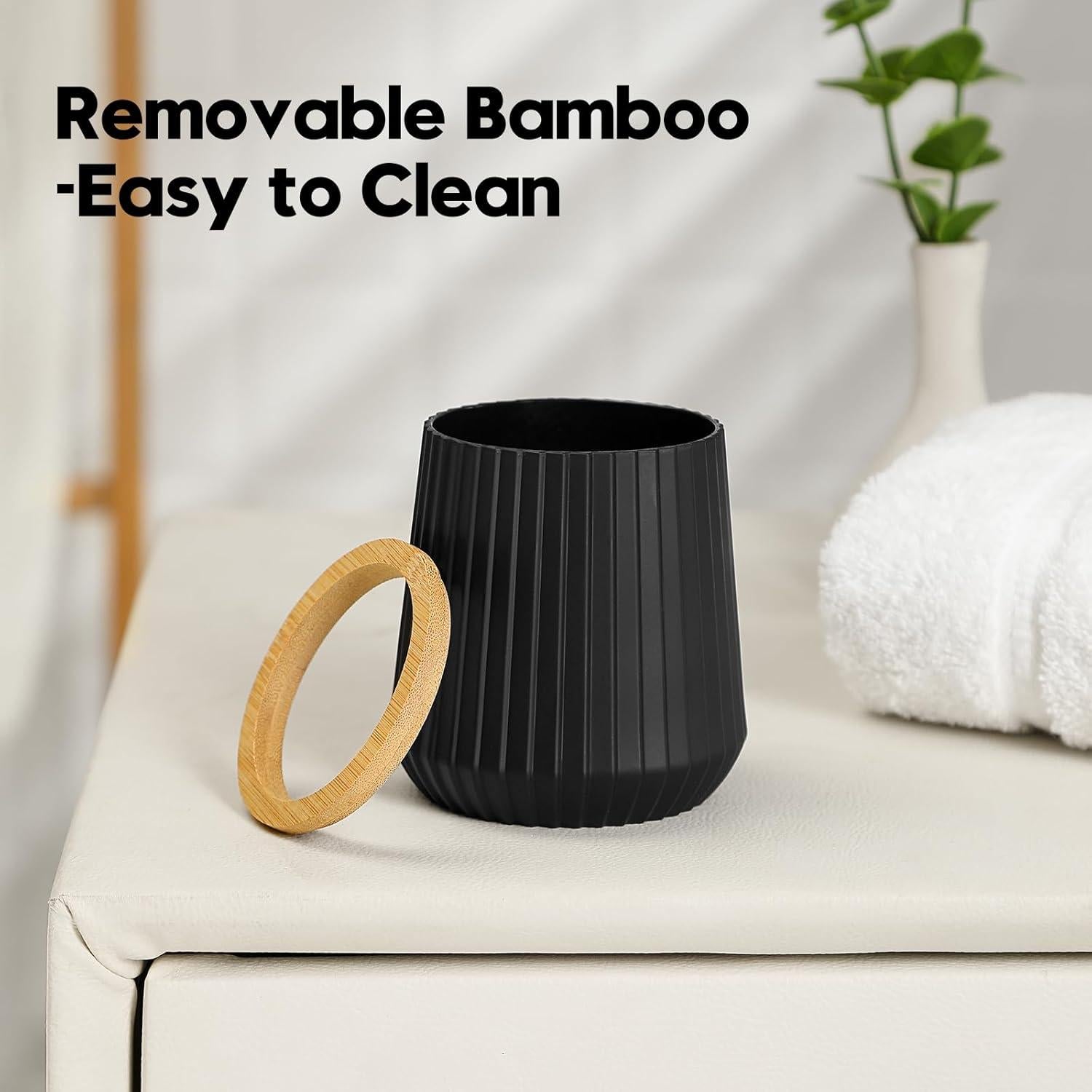 Soporte para Cepillos de Dientes YAUKPH Bambú Negro Mate