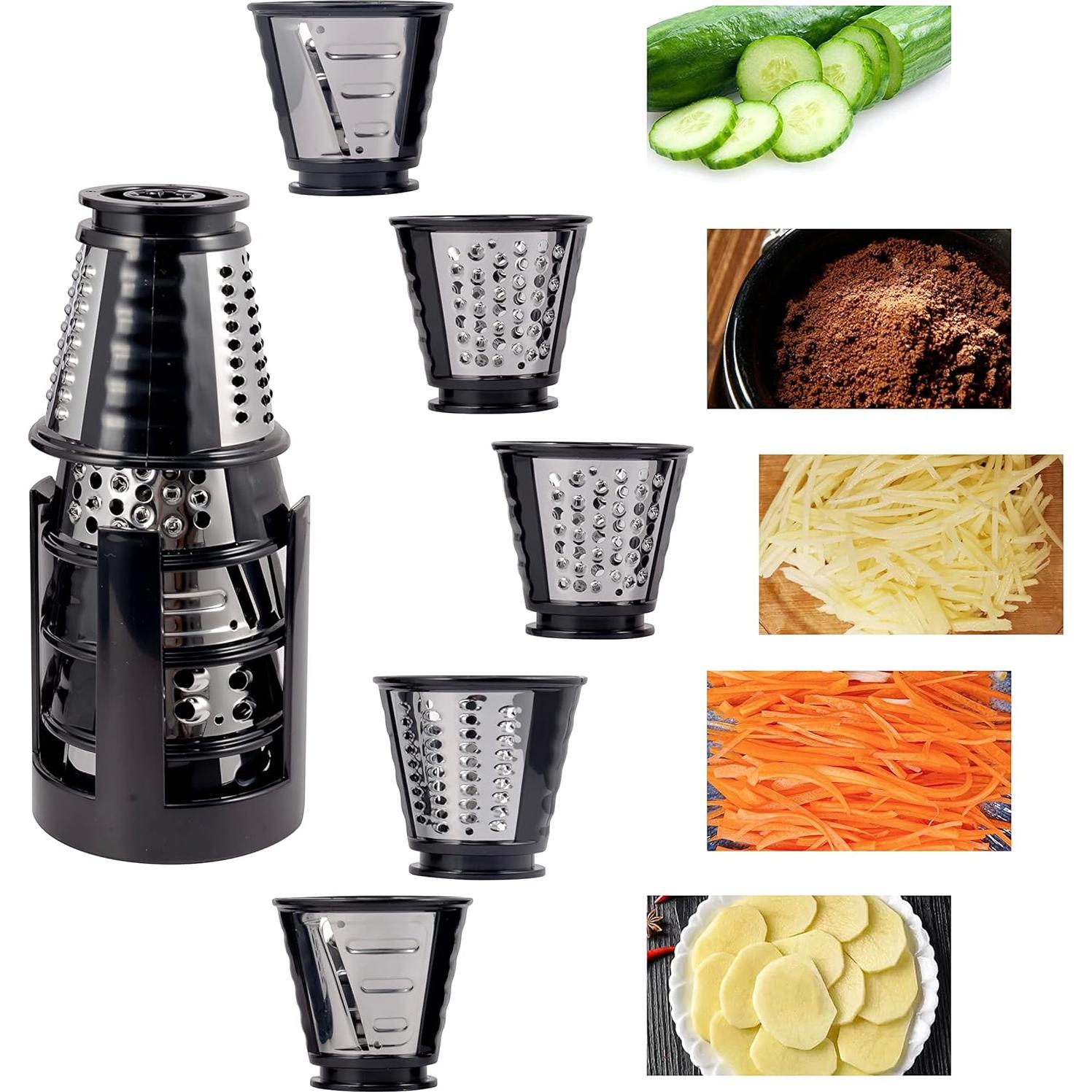 Cortadora Eléctrica ASLATT Rallador de Queso 150W 5 Accesorios