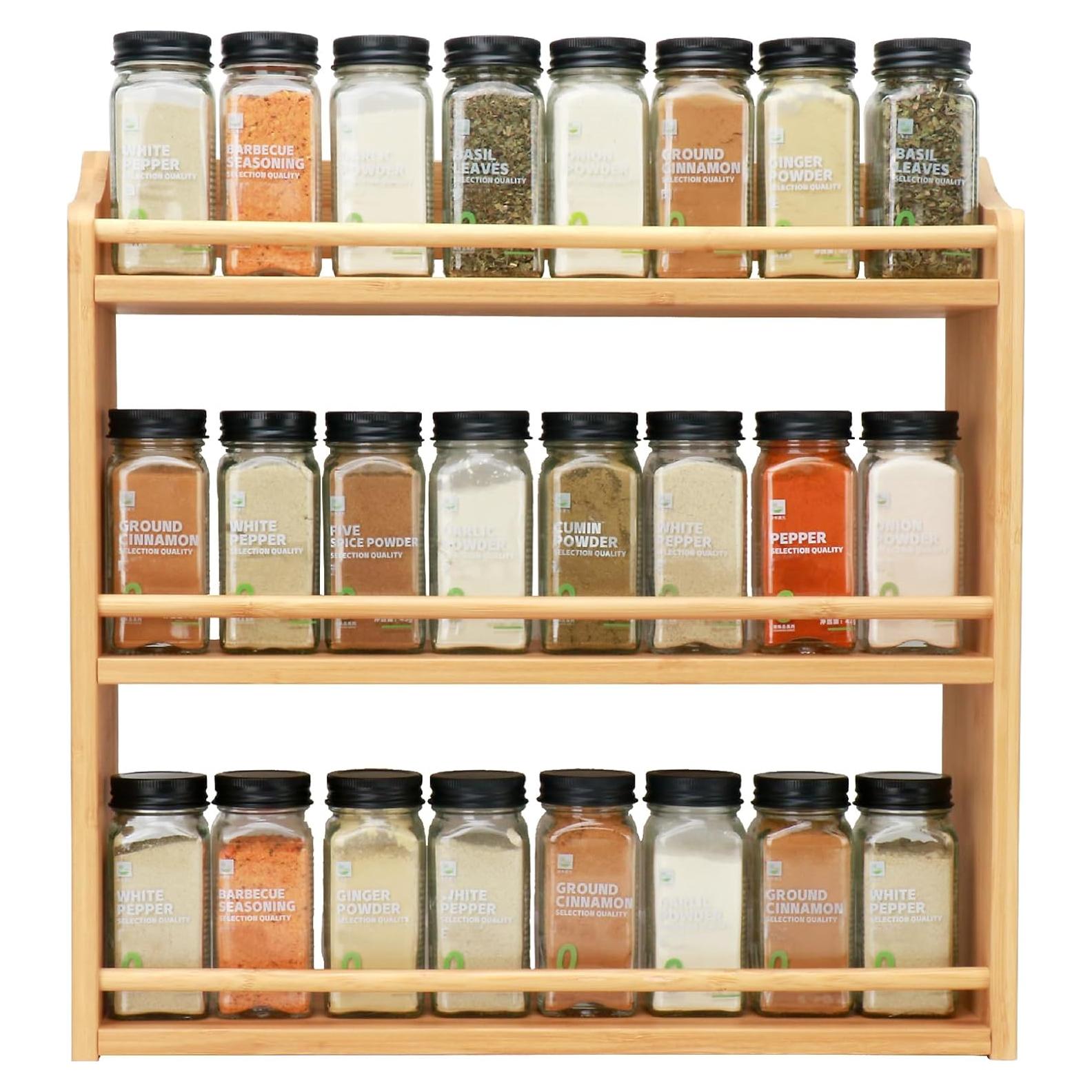 Estante de Especias Thalomely de 3 Niveles en Bambú Natural