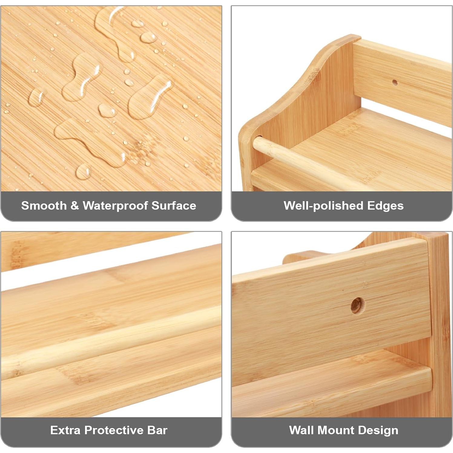 Estante de Especias Thalomely de 3 Niveles en Bambú Natural