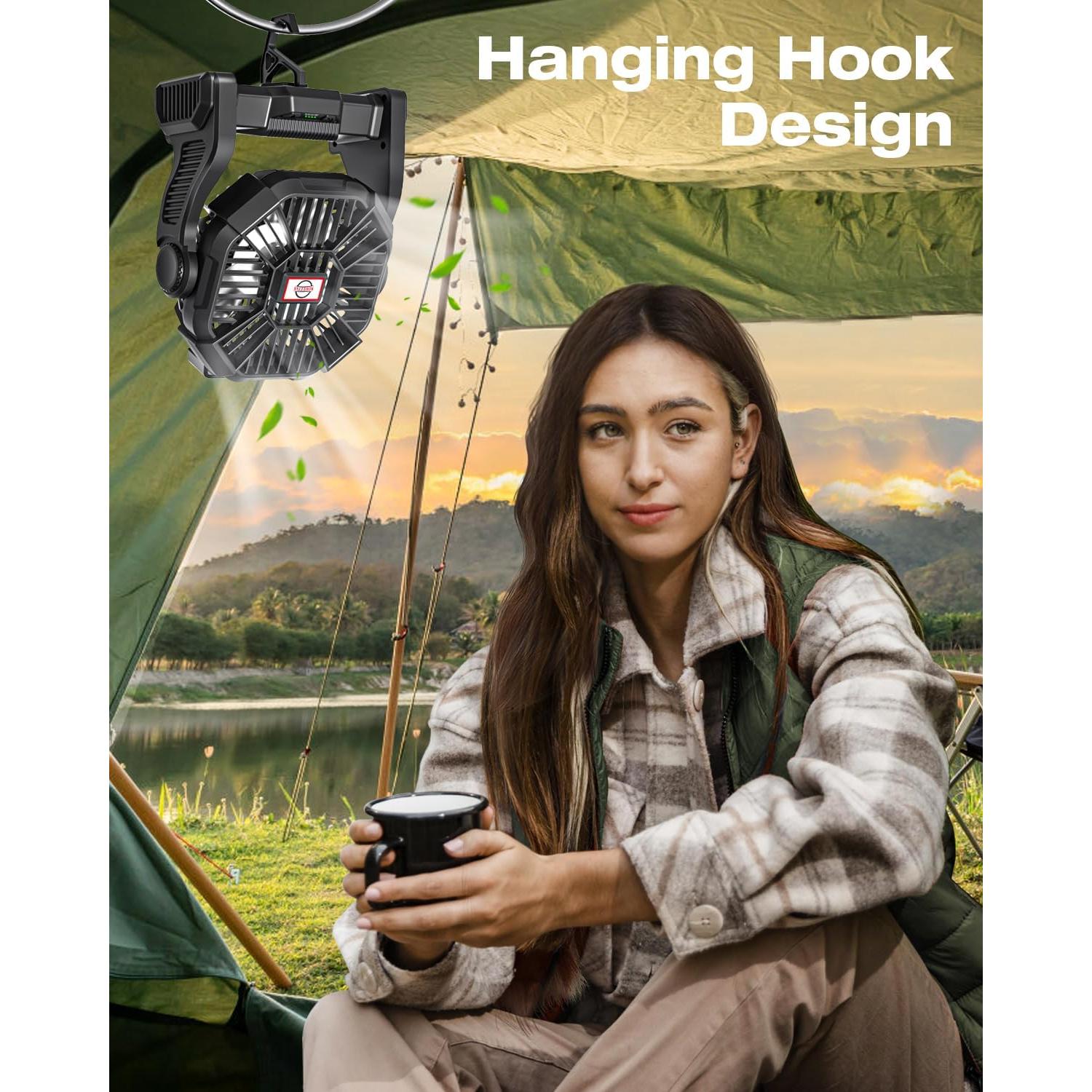 Ventilador de Camping Portátil AEscod X23 20000mAh LED 270°