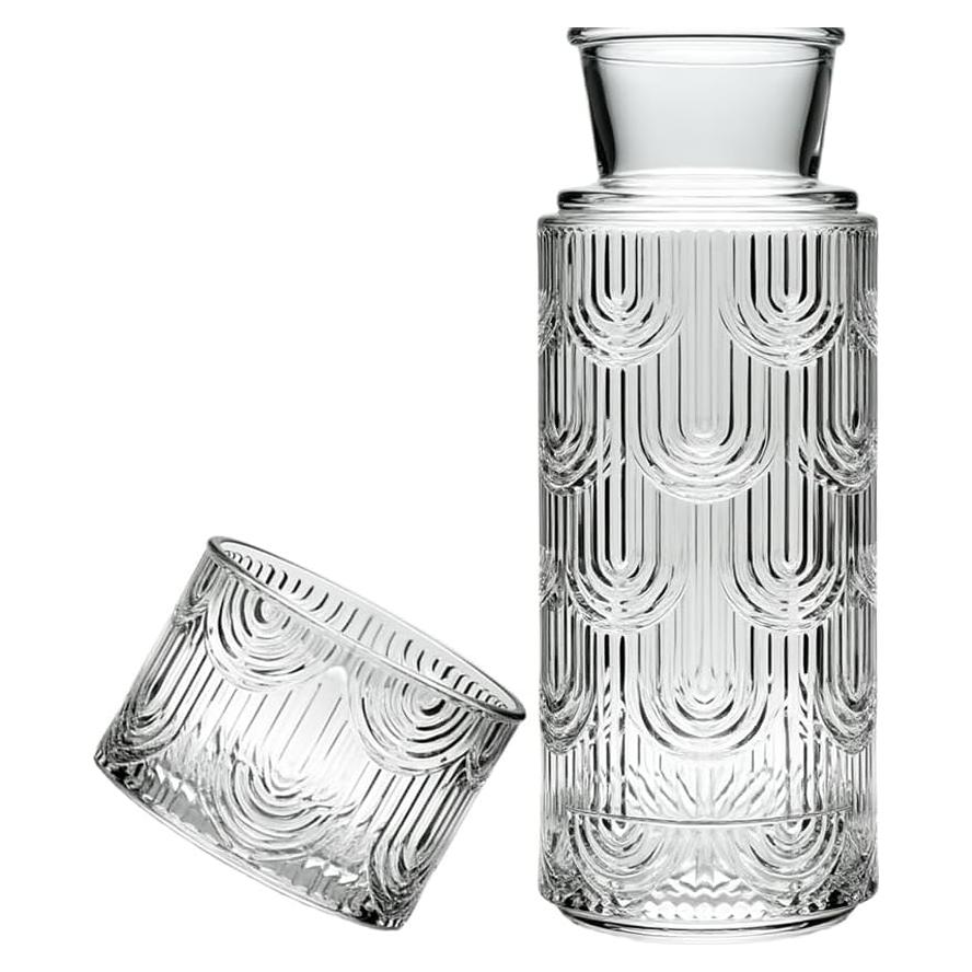 Juego de jarra y vaso de vidrio TANMESSO 640 ml transparente