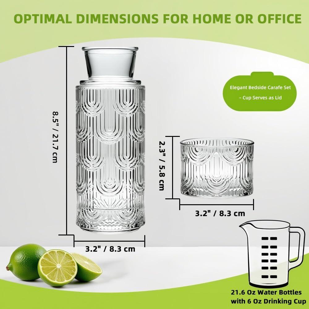 Juego de jarra y vaso de vidrio TANMESSO 640 ml transparente