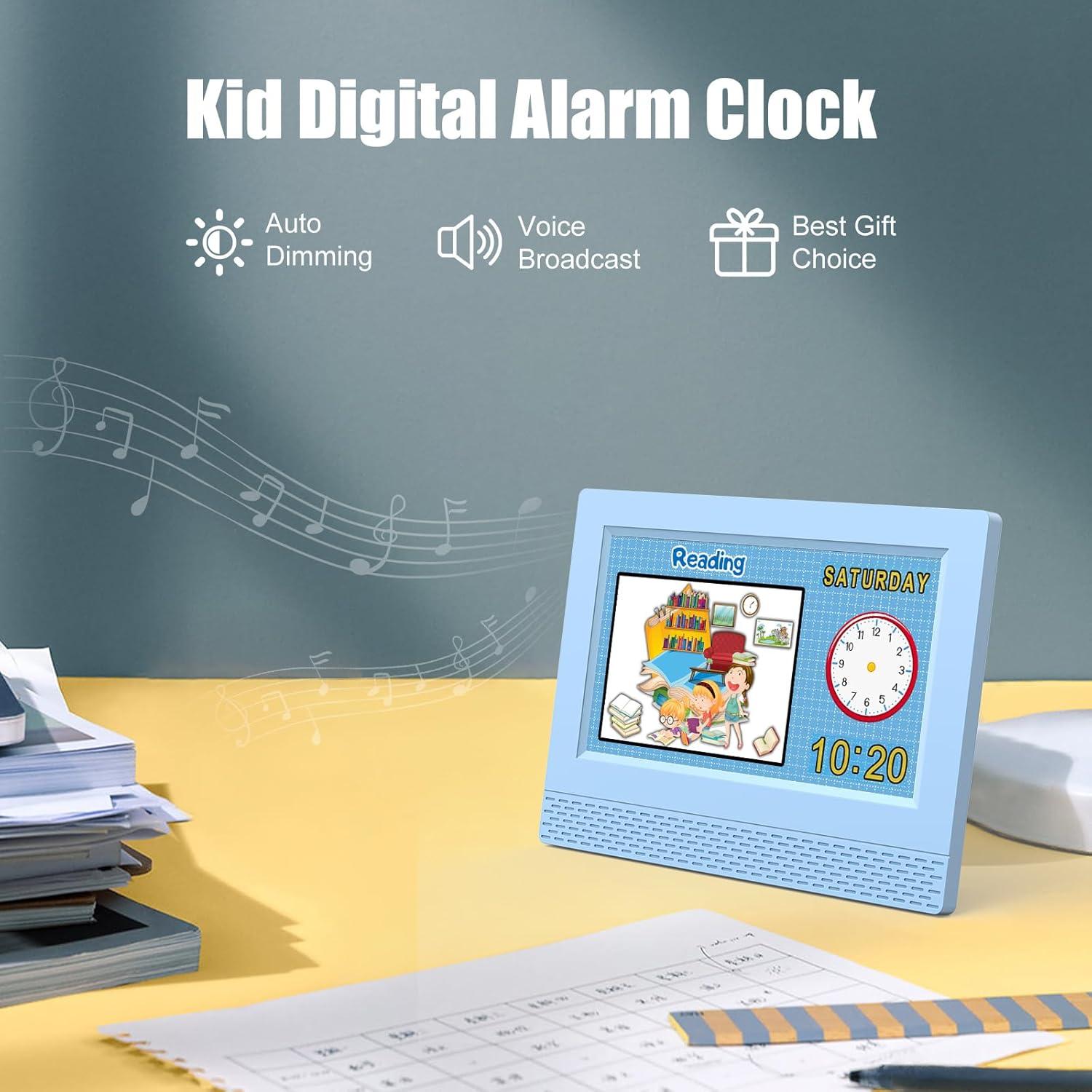 Reloj Despertador Digital Infantil SENXINGYAN 7" Azul