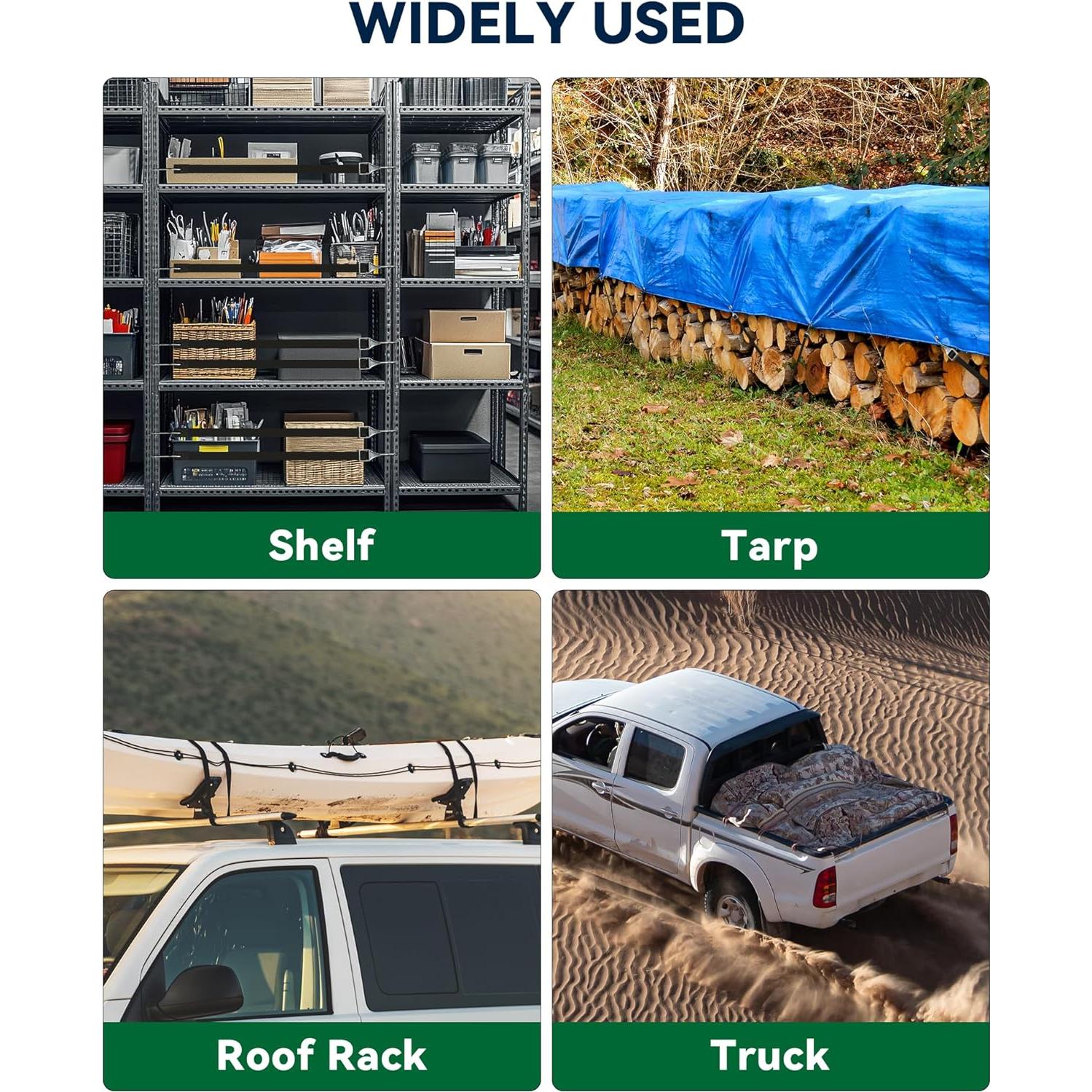 Cuerdas elásticas cortas LuckyStraps 4" 100% goma 9 Pcs