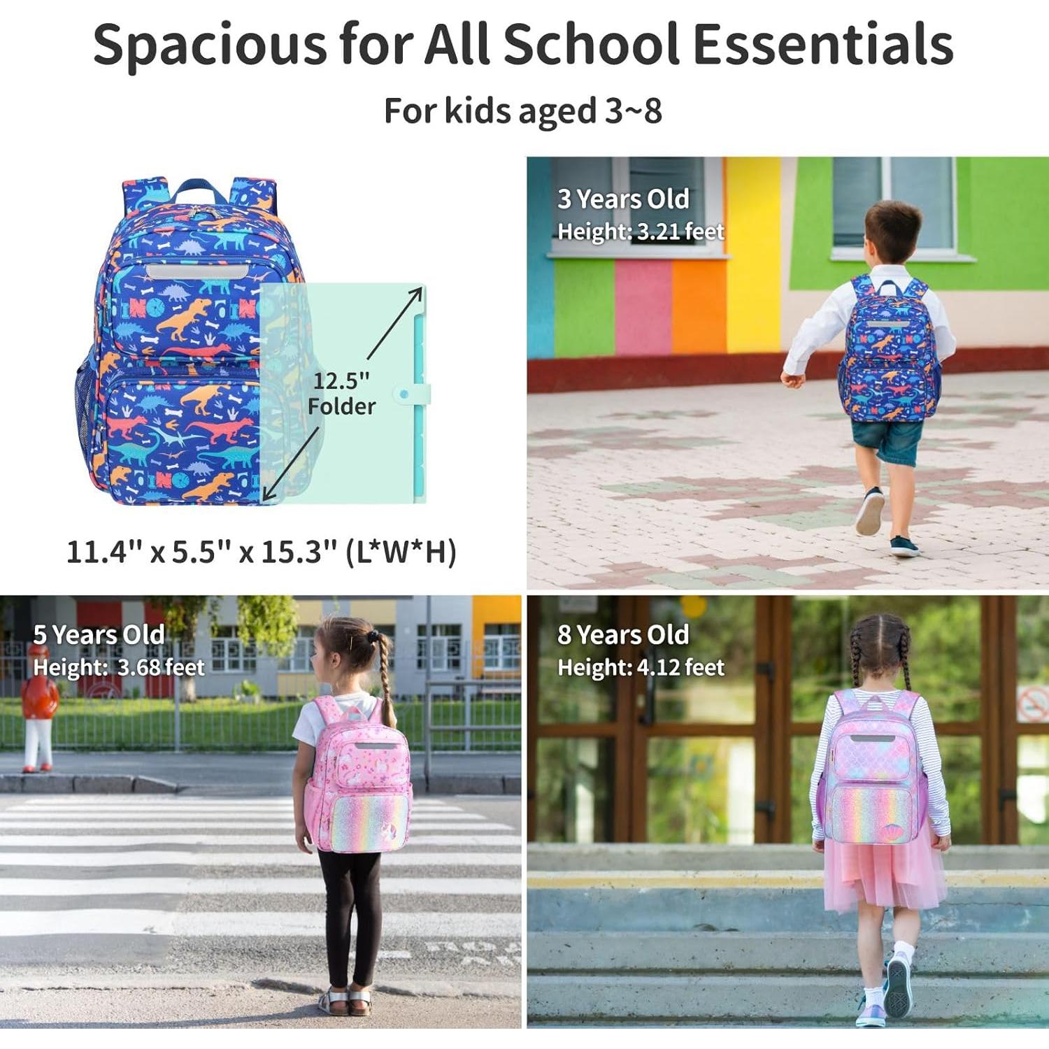 Mochila Infantil BrainyBees 15" con Lonchera Dinosaurio Azul