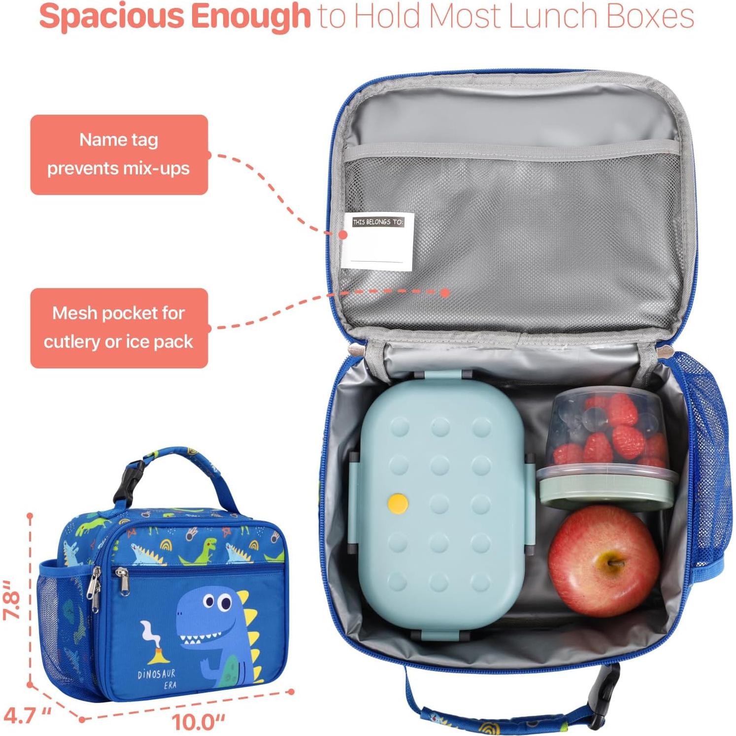 Mochila Infantil BrainyBees 15" con Lonchera Dinosaurio Azul