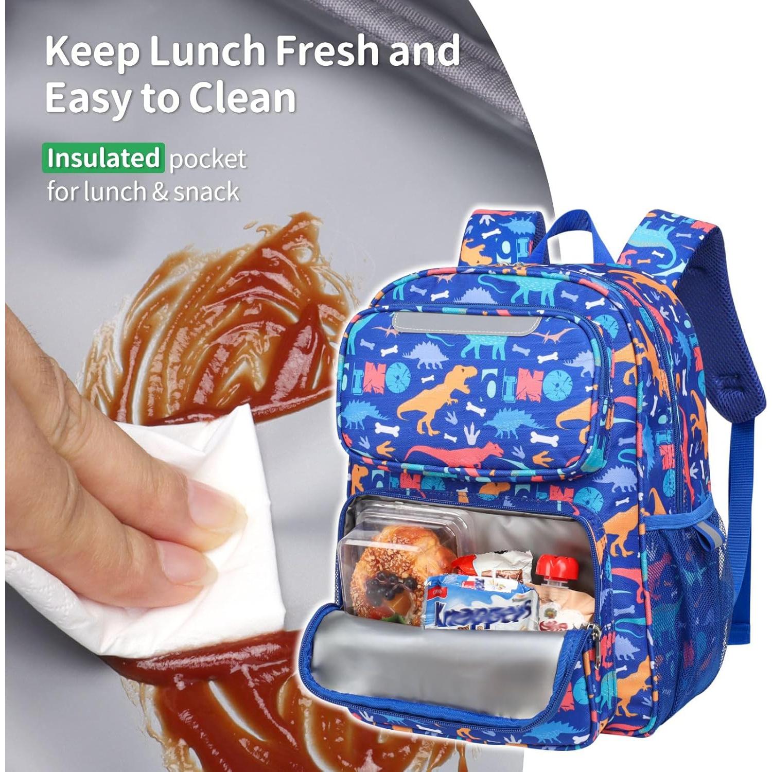 Mochila Infantil BrainyBees 15" con Lonchera Dinosaurio Azul