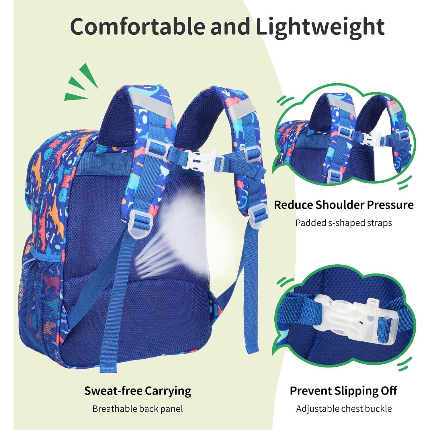Mochila Infantil BrainyBees 15" con Lonchera Dinosaurio Azul