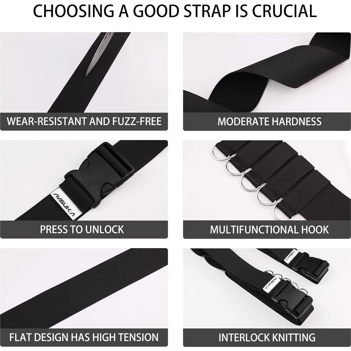 Correas de Equipaje Ajustables AVSUKA 2pcs 3m Negro