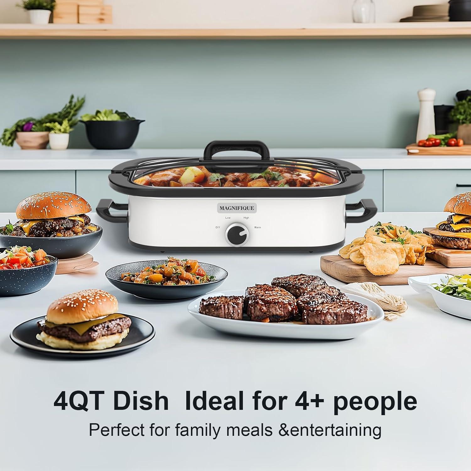 Olla de Cocción Lenta Zing 4 Cuartos Blanca Apta Lavavajillas