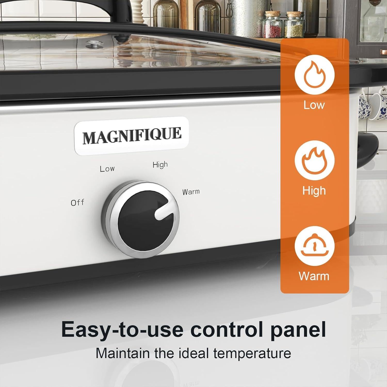 Olla de Cocción Lenta Zing 4 Cuartos Blanca Apta Lavavajillas