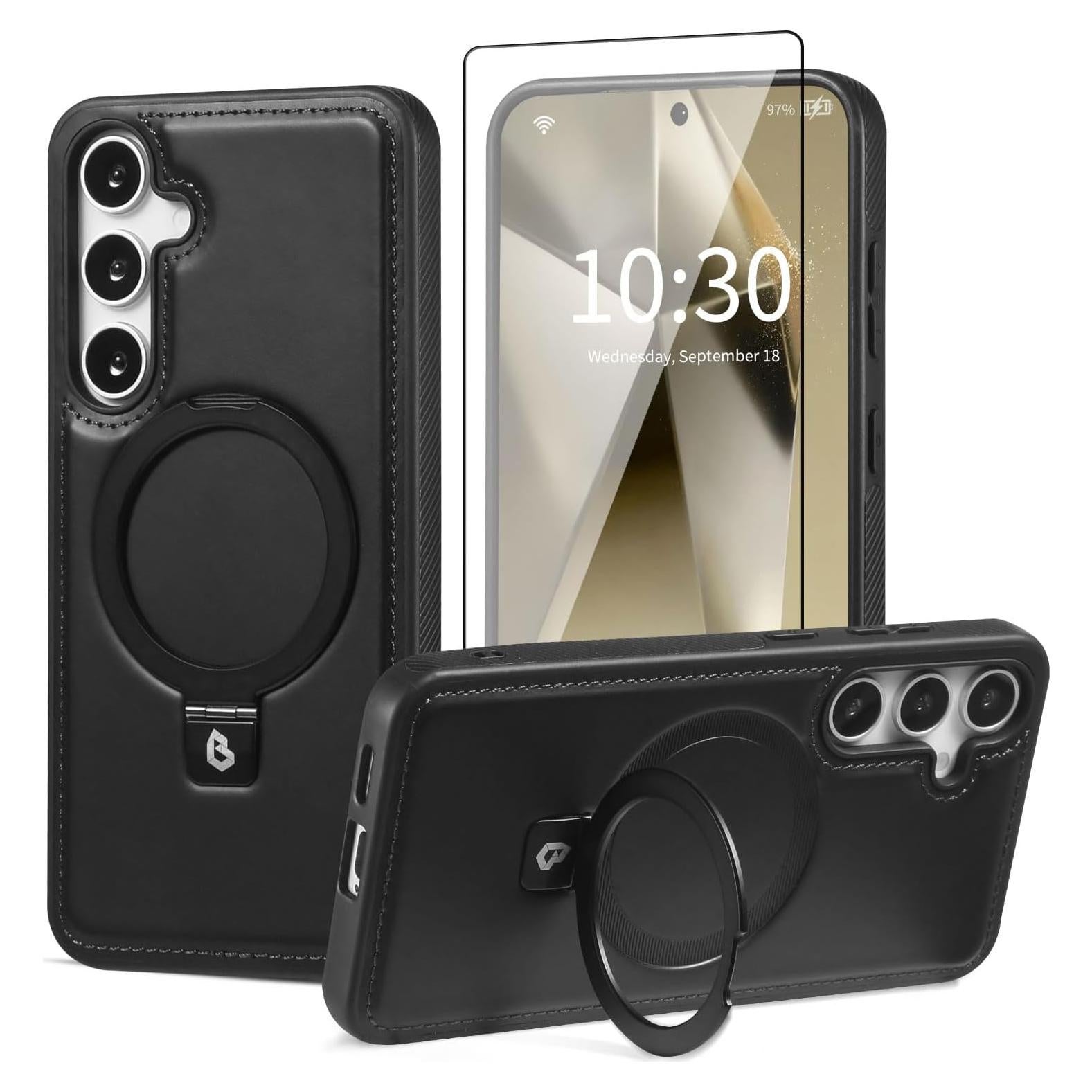 Funda de cuero BULLROYE para Samsung Galaxy S23, soporte magnético