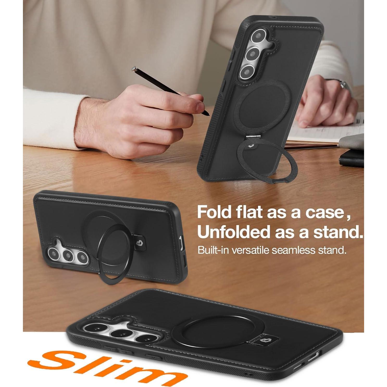 Funda de cuero BULLROYE para Samsung Galaxy S23, soporte magnético