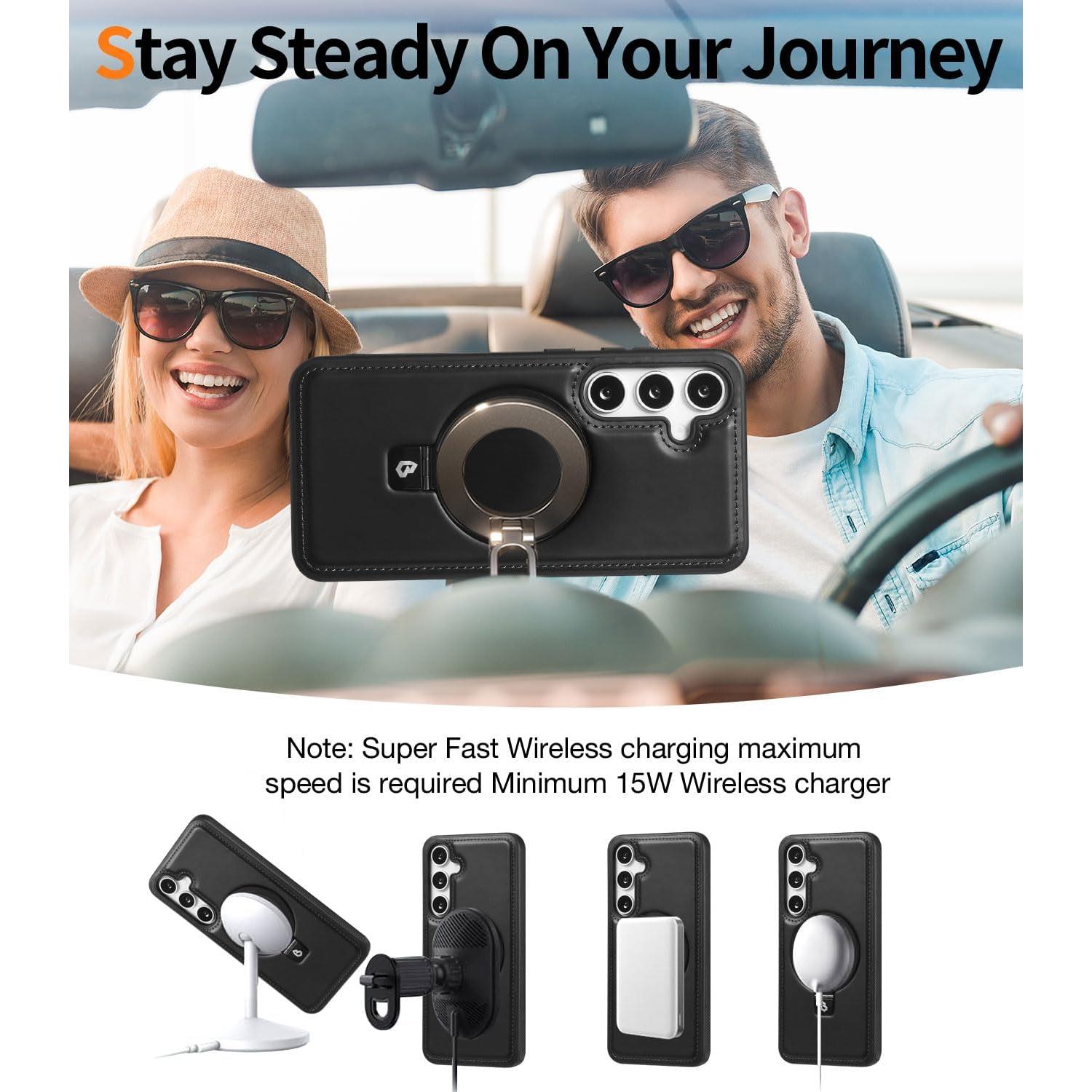 Funda de cuero BULLROYE para Samsung Galaxy S23, soporte magnético