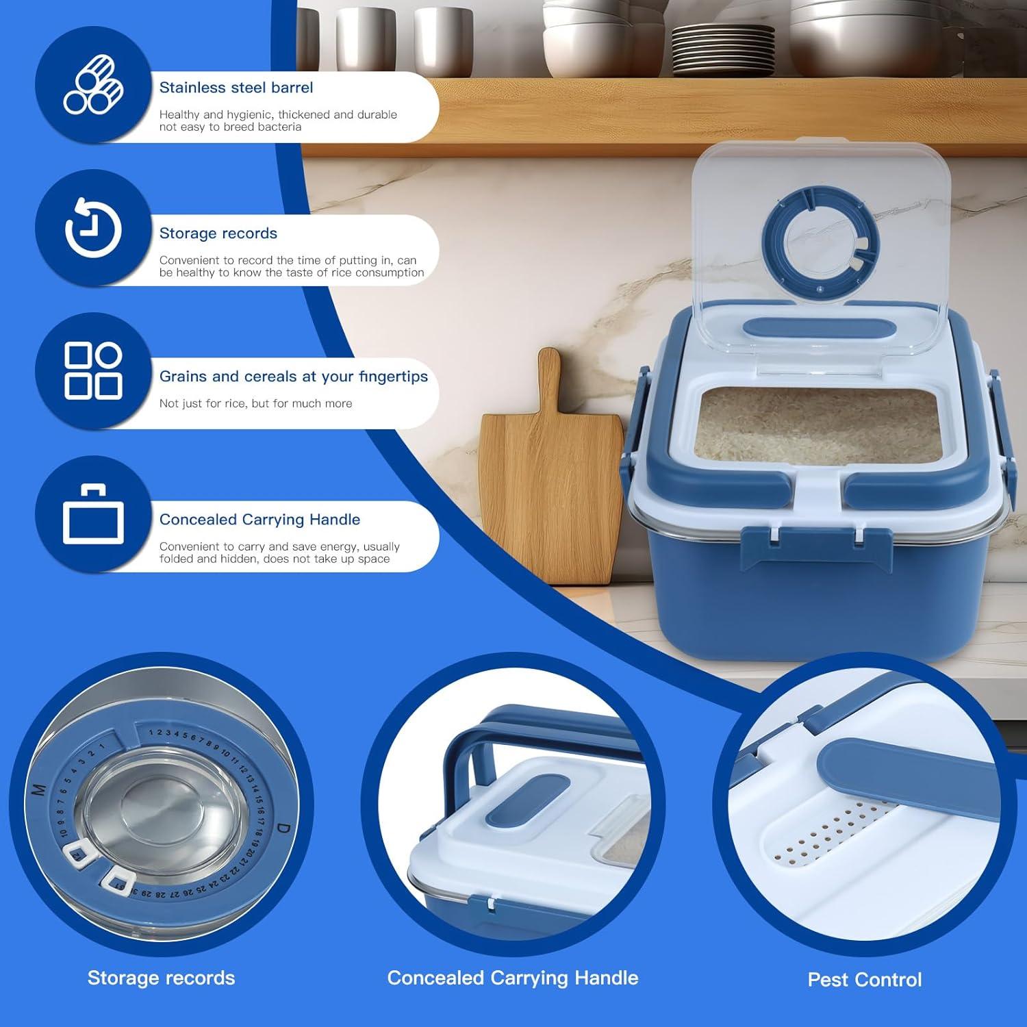 Contenedor de Almacenamiento Hermético PENCK 7.5L Acero Inoxidable Azul