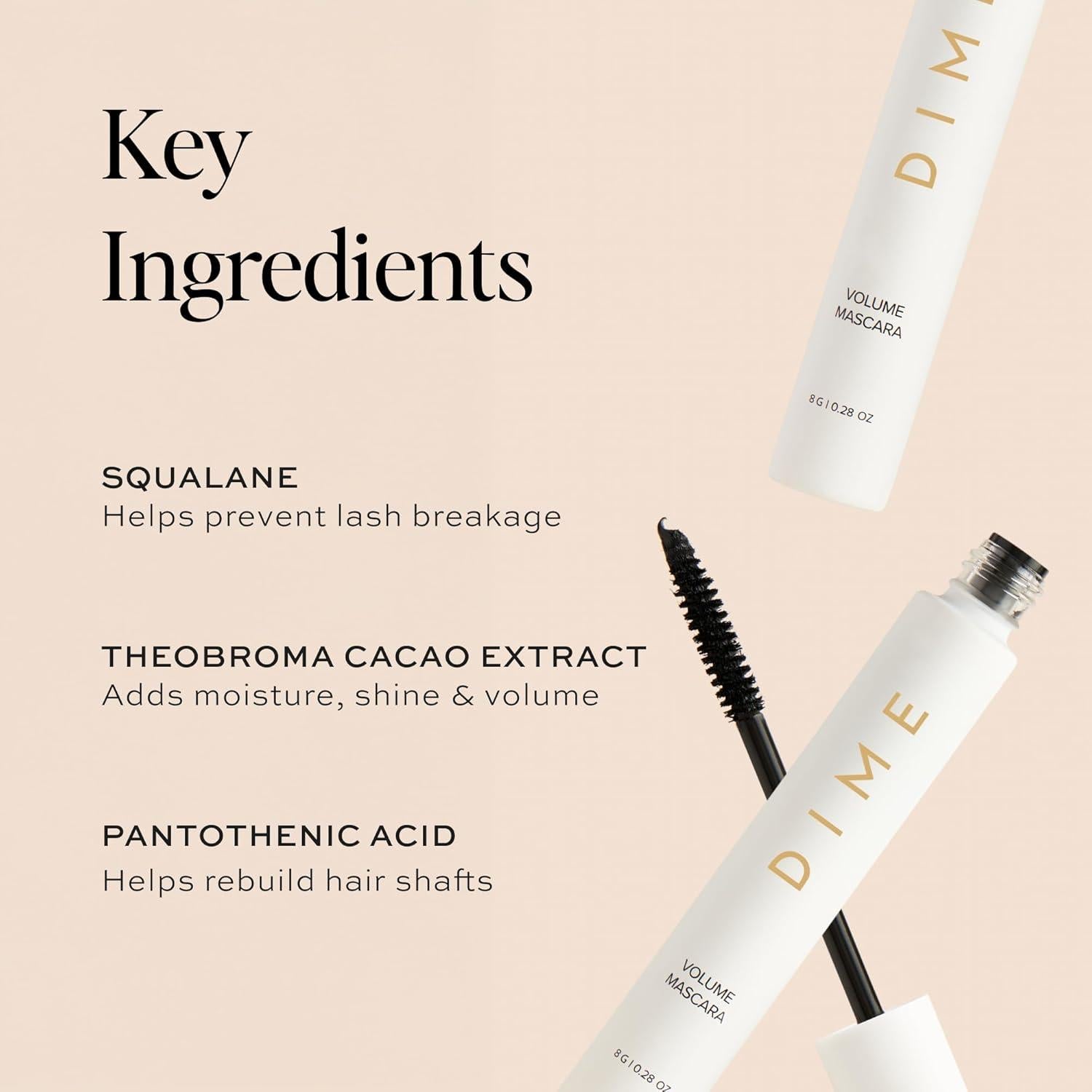 Máscara de Volumen DIME Beauty - Pestañas Más Largas y Gruesas, 8 g
