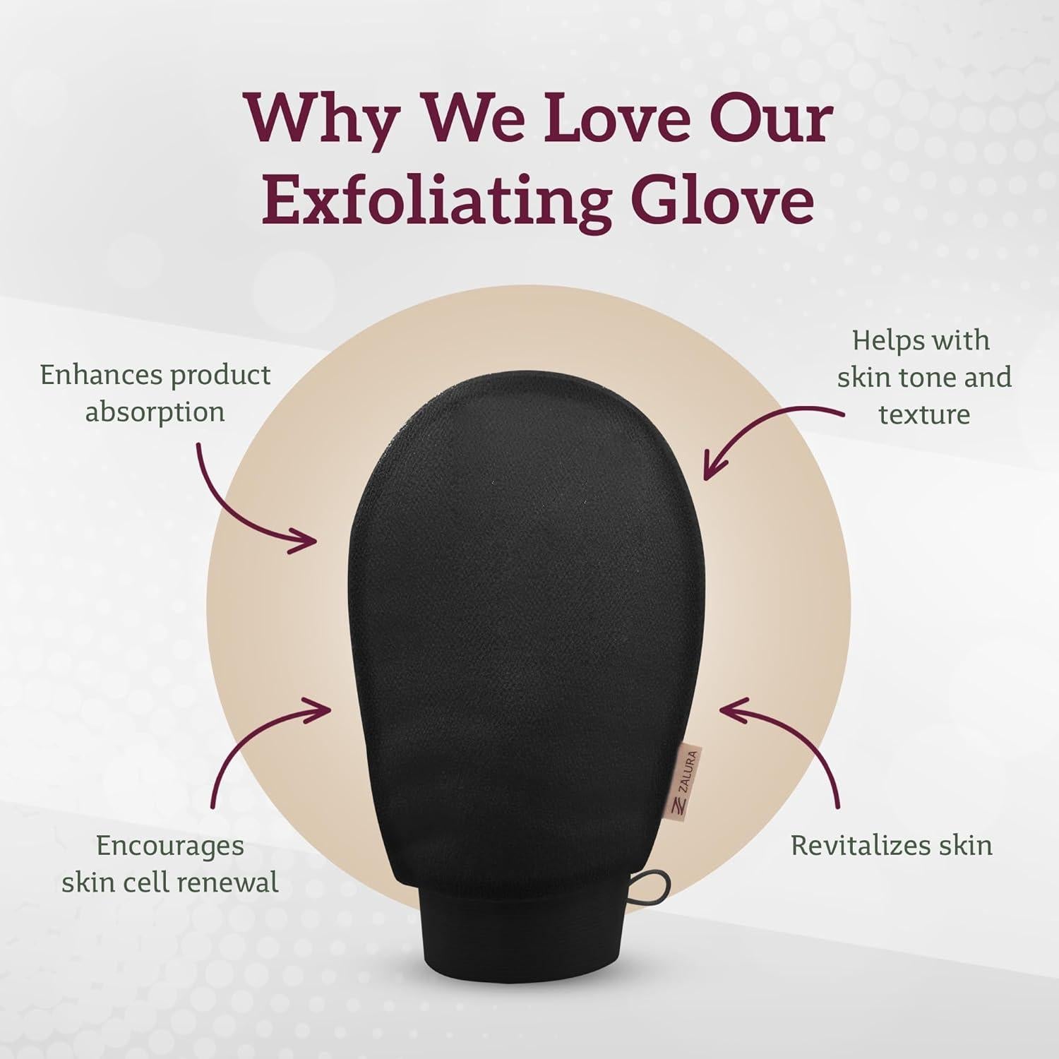 Guante Exfoliante Zalura 100% Viscosa - Exfoliación Suave