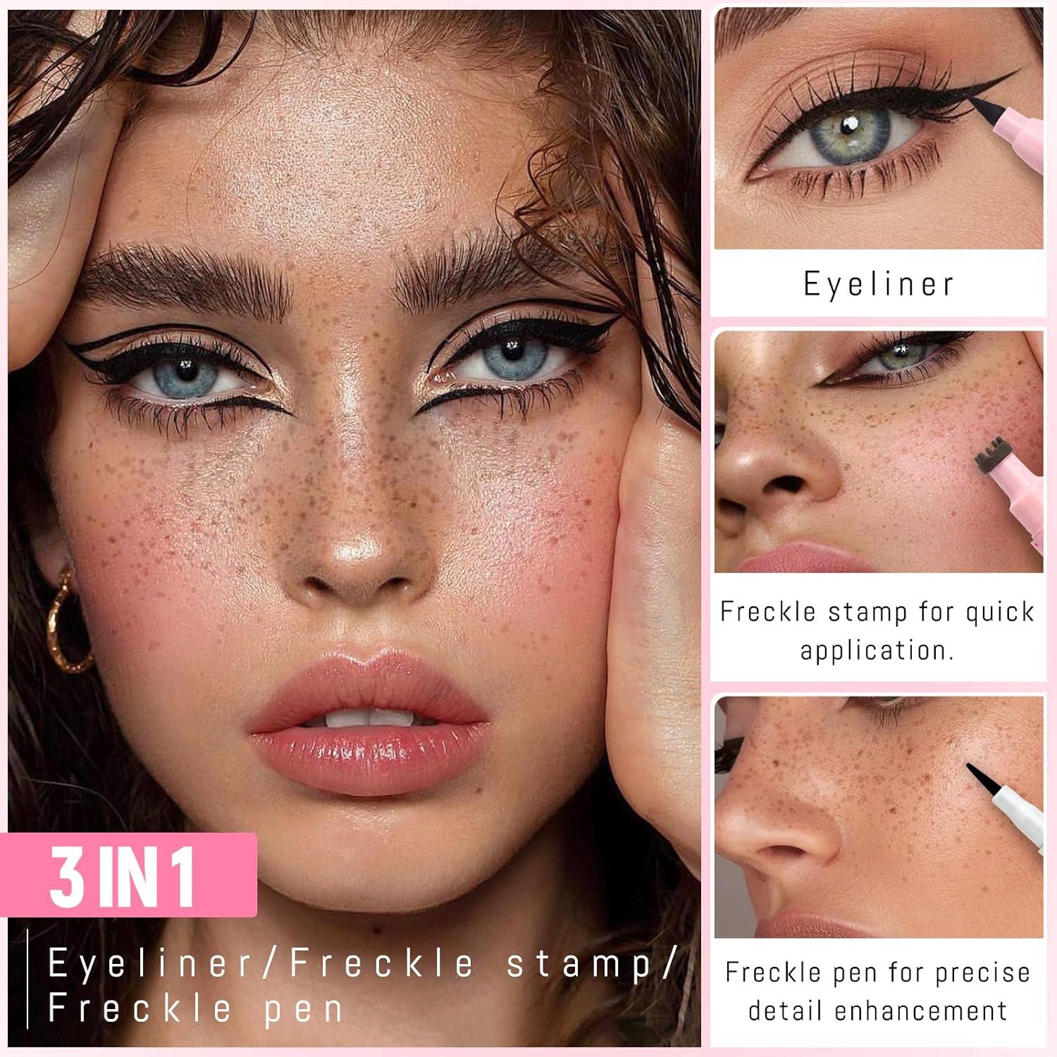 Set 2 en 1 Bolígrafos de Sello de Pecas Sunkiss - Marrón y Negro