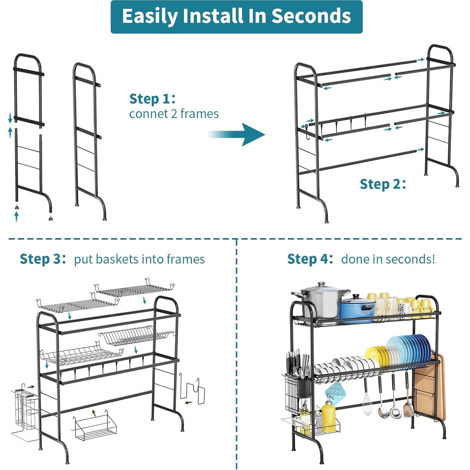 Estante Secador de Platos HOWDIA Acero Inoxidable 3 Niveles