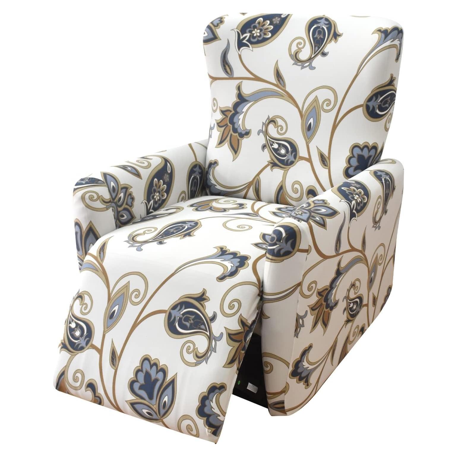 Funda Reclinable 1 Plaza CRFATOP 4 Piezas Floral Antideslizante