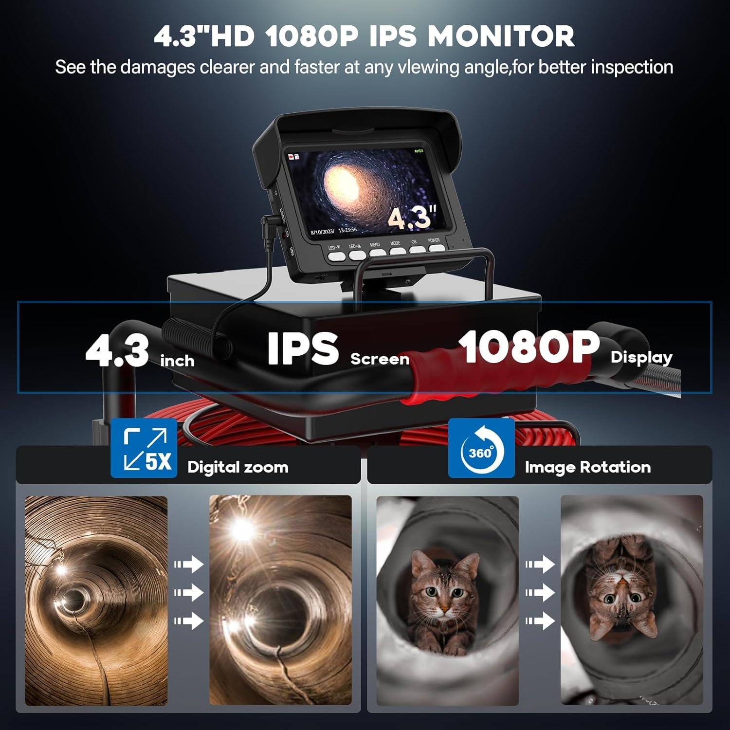 Cámara de Drenaje JINXINEBAY 1080P HD IP68 4.3"