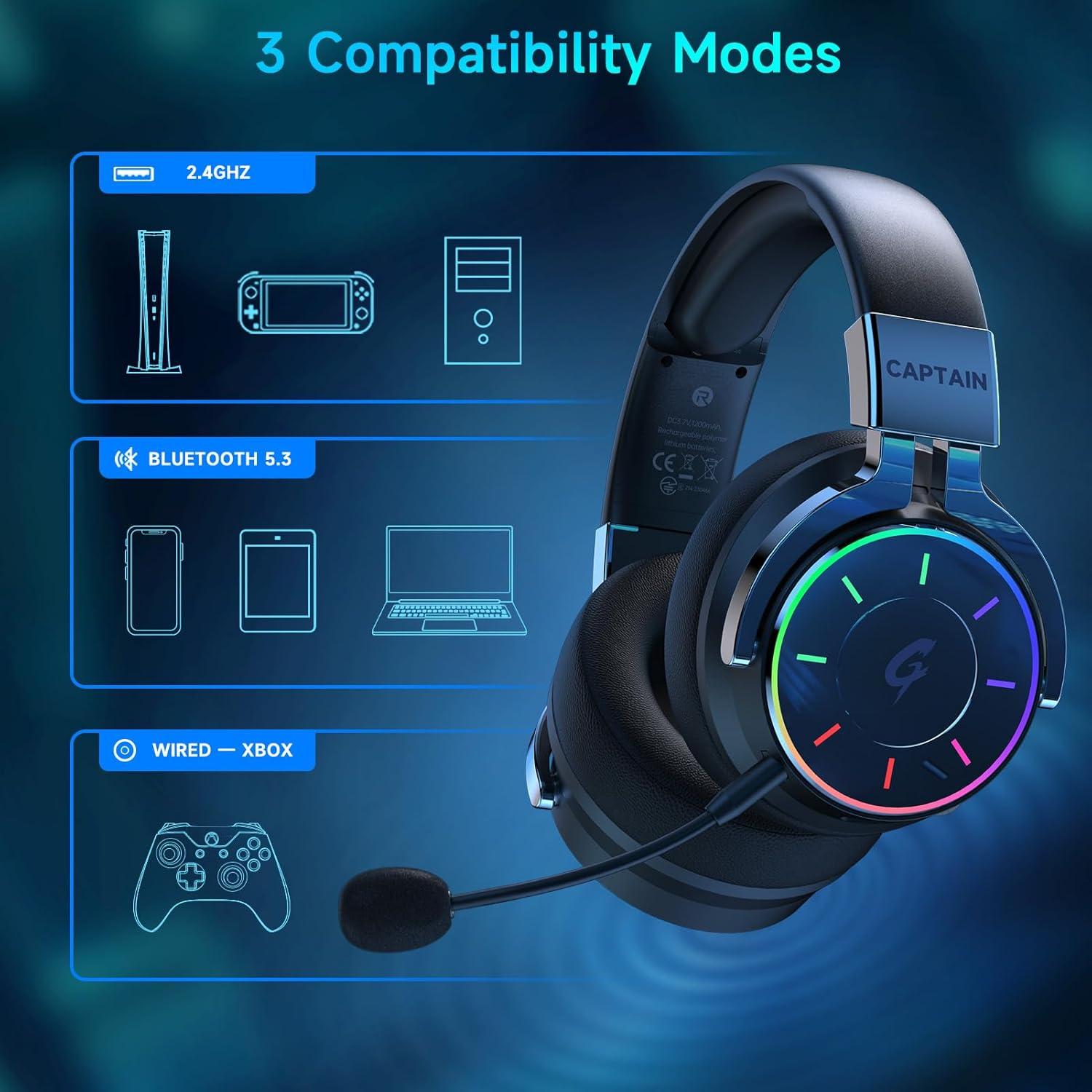 Auriculares Inalámbricos COOLV Spark04 7.1 RGB 60H PC PS5 PS4