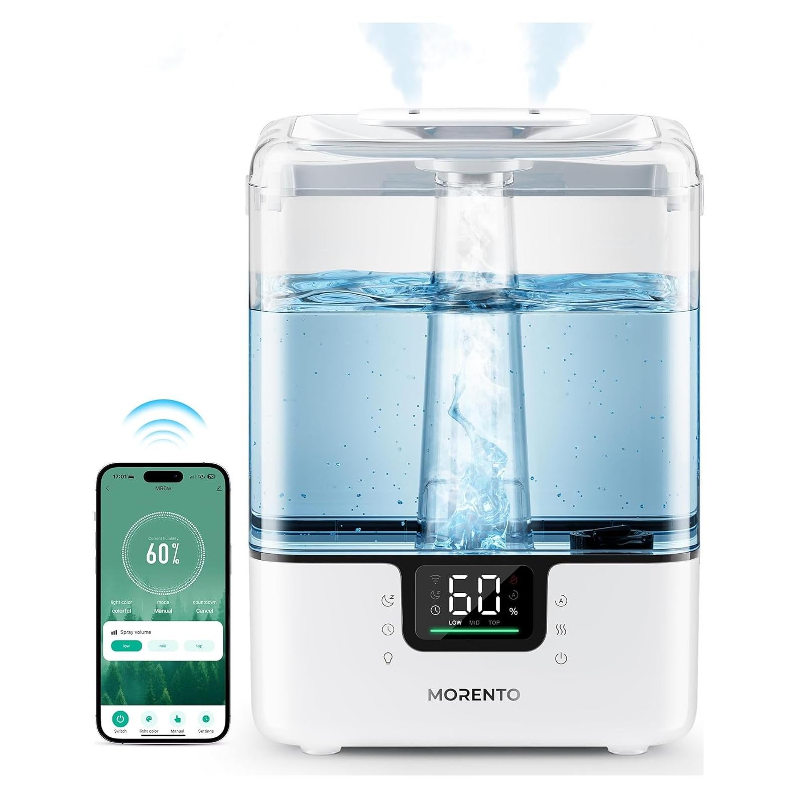 Humidificador Inteligente MERONTE 6L con Control APP y Luz Nocturna
