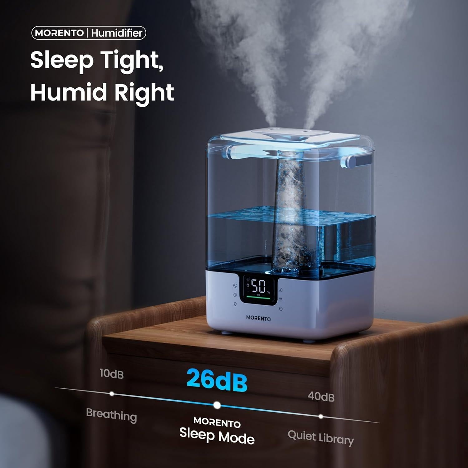 Humidificador Inteligente MERONTE 6L con Control APP y Luz Nocturna