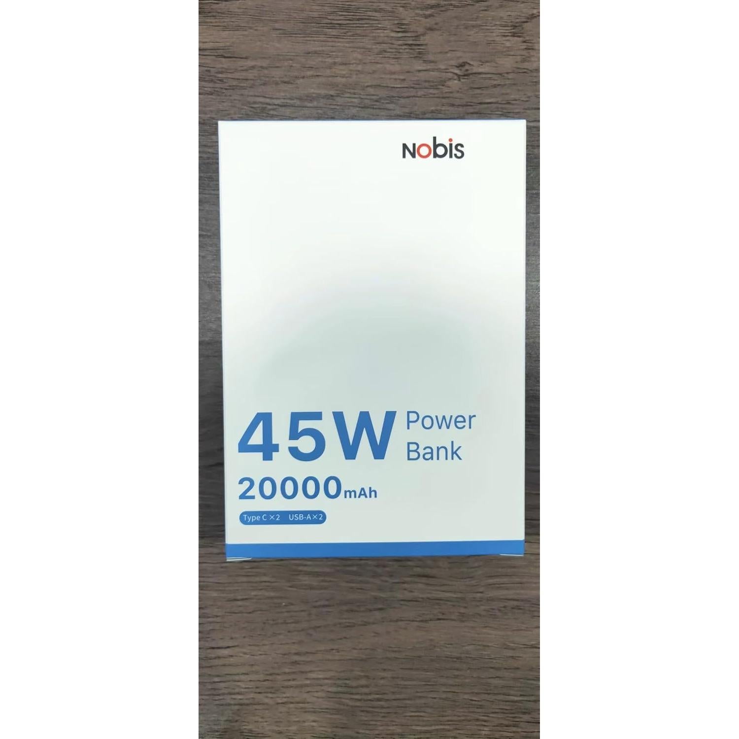 Cargador Portátil NOBIS 20000mAh 45W Carga Rápida USB-C Negro