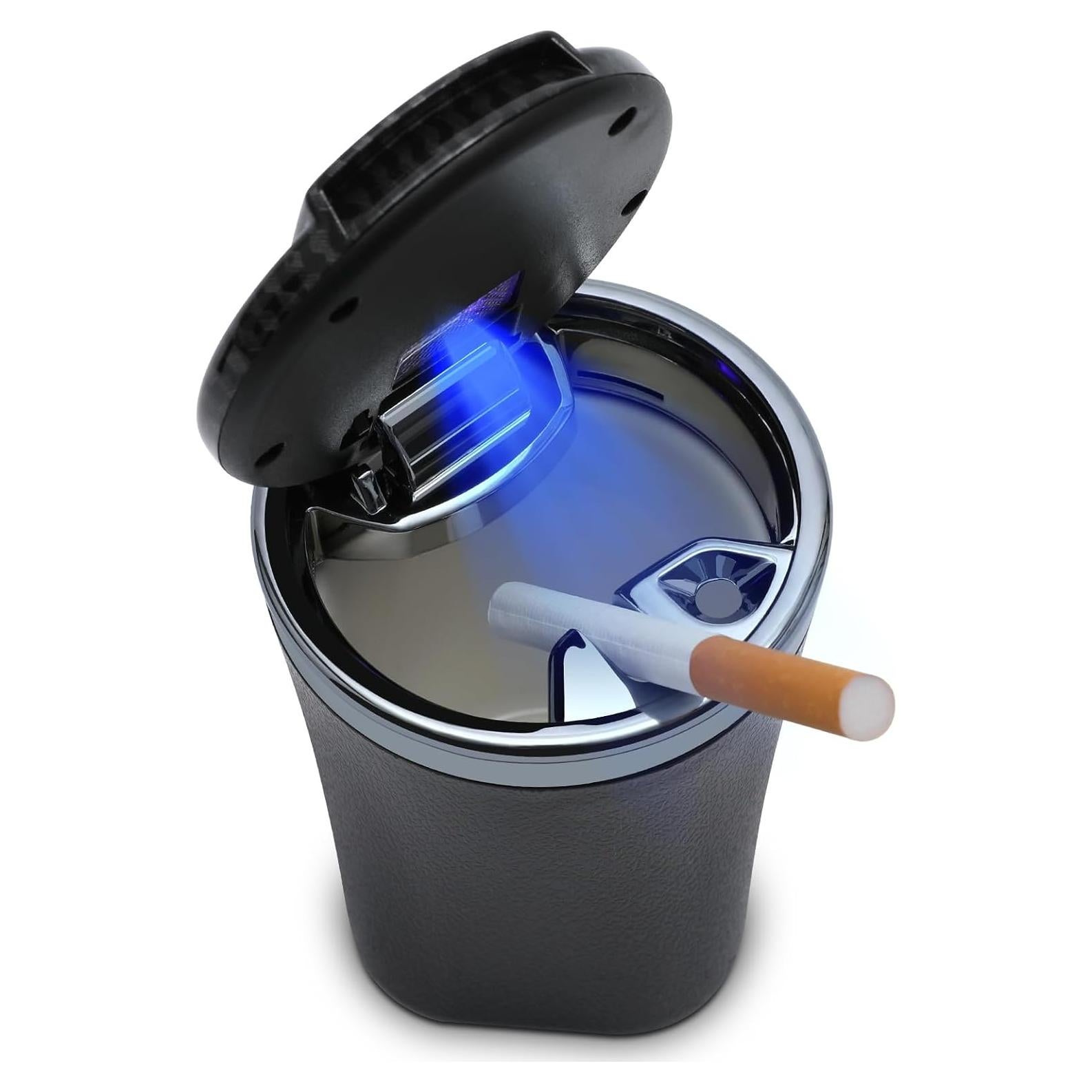 Cenicero de Coche EOCICI con Tapa y Luz LED Azul - Antihumo
