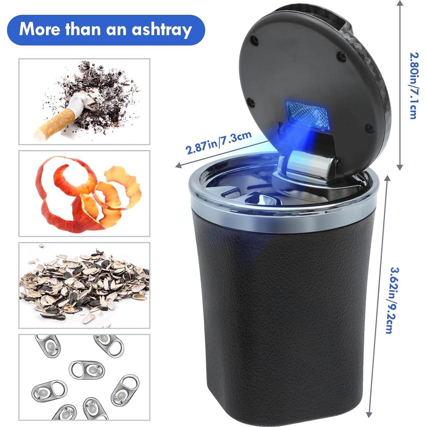 Cenicero de Coche EOCICI con Tapa y Luz LED Azul - Antihumo