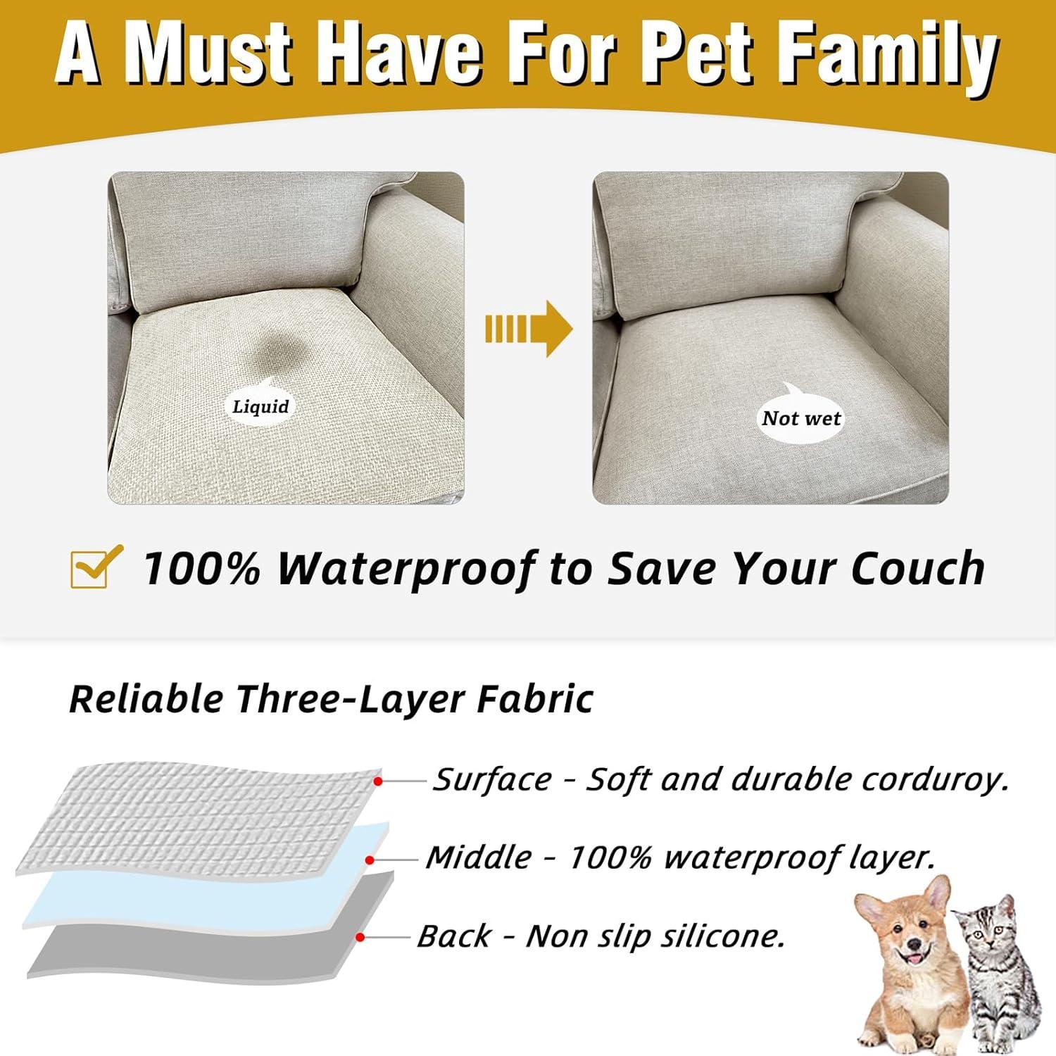 Cubiertas de brazos de sofá LovoGemy 61x51 cm impermeables - 2 piezas beige